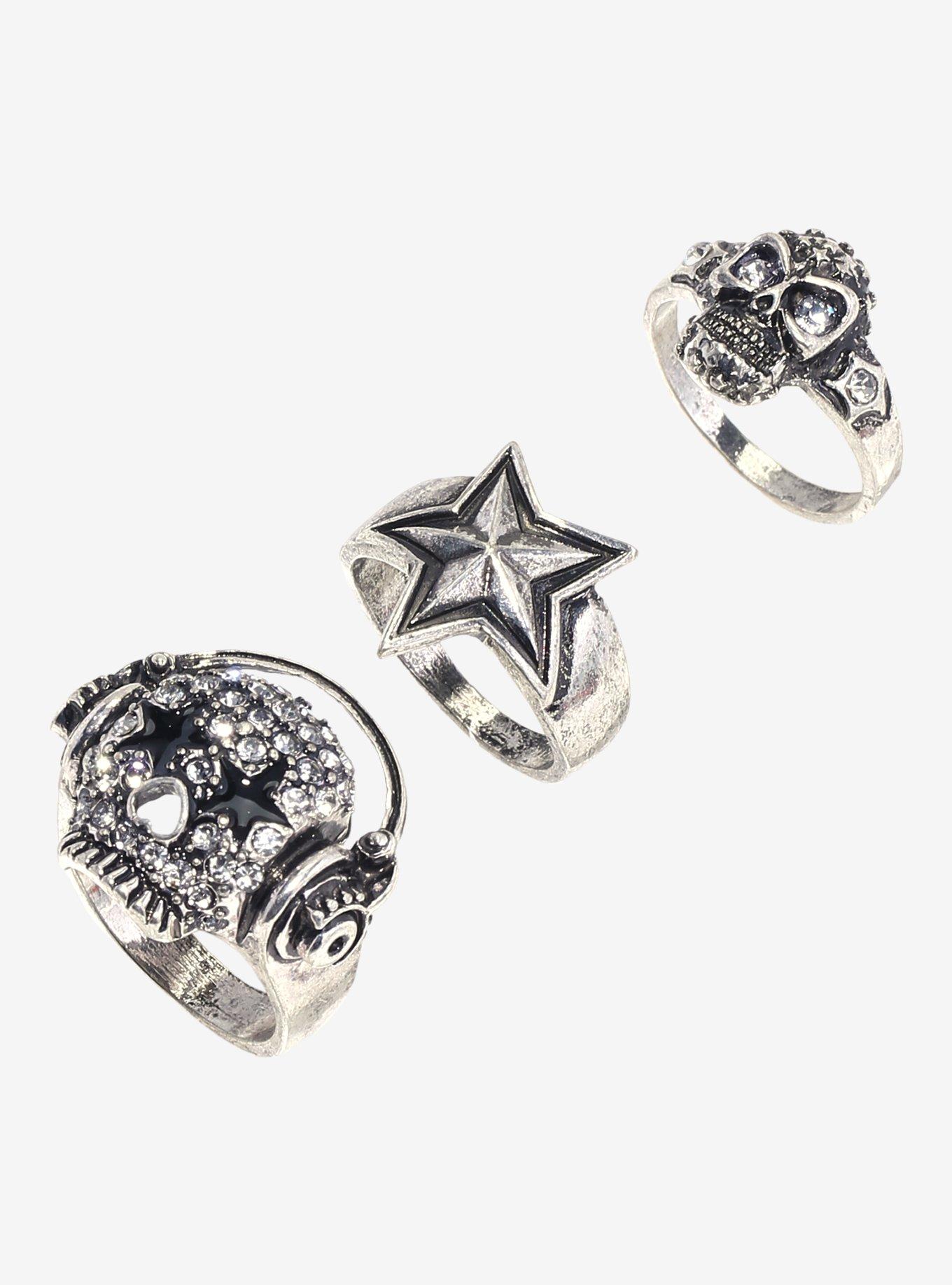 Social Collision® Rhinestone Skull Ring Set, , alternate