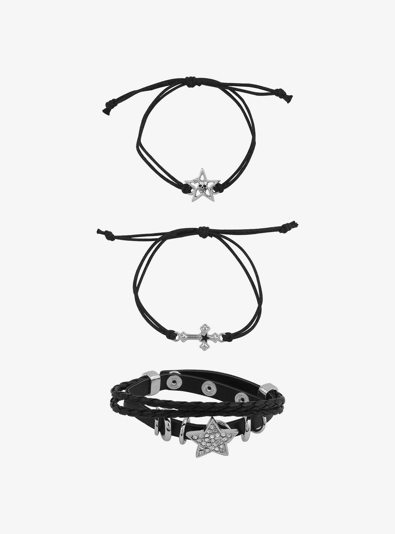Social Collision® Star Cord & Faux Leather Bracelet Set, , hi-res