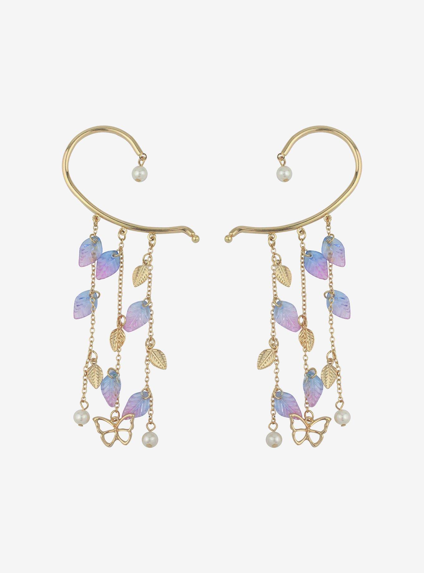 Sweet Society® Butterfly Leaf Drop Ear Cuff Set