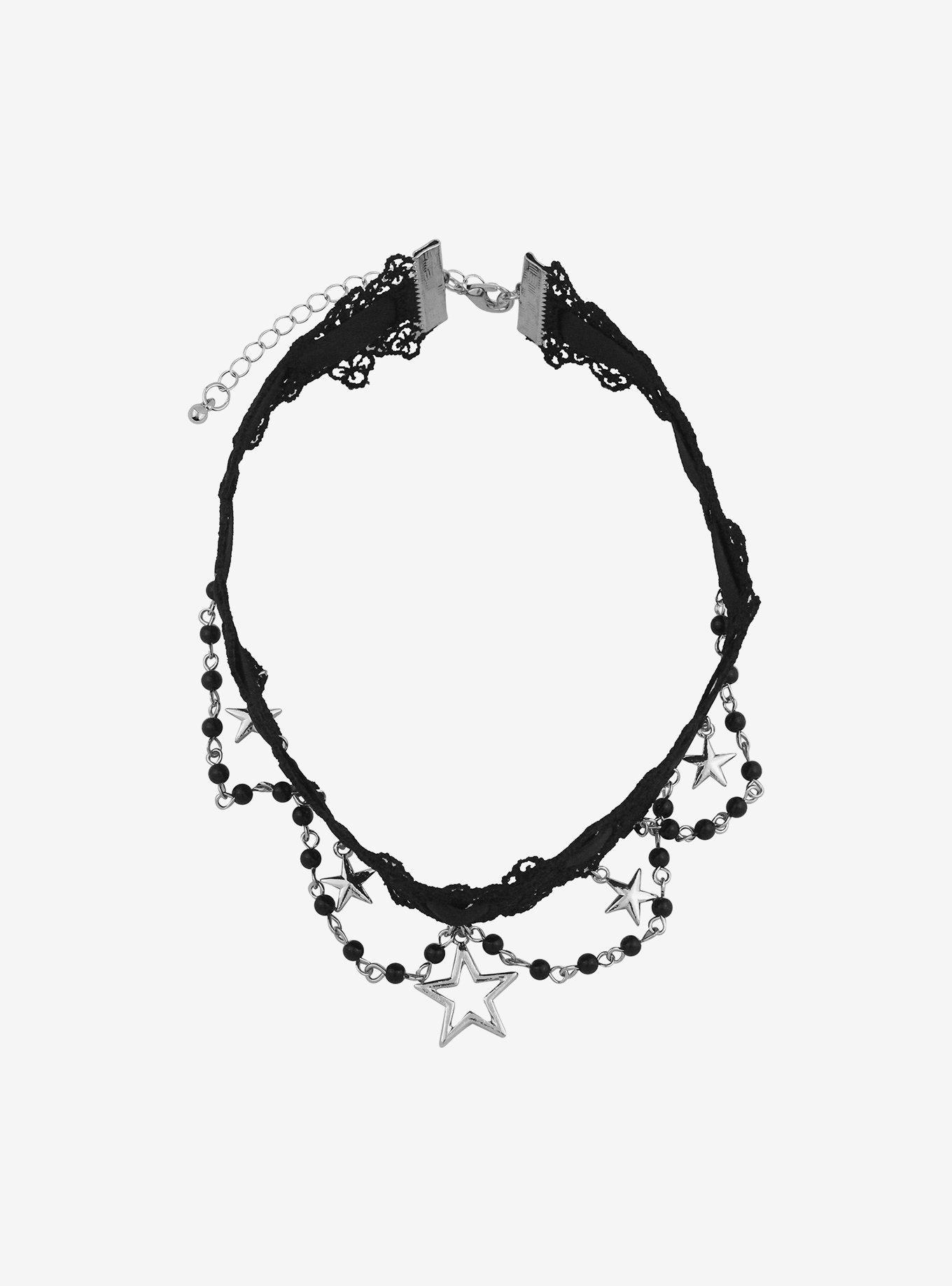 Social Collision® Black Lace Star Chain Choker, , hi-res