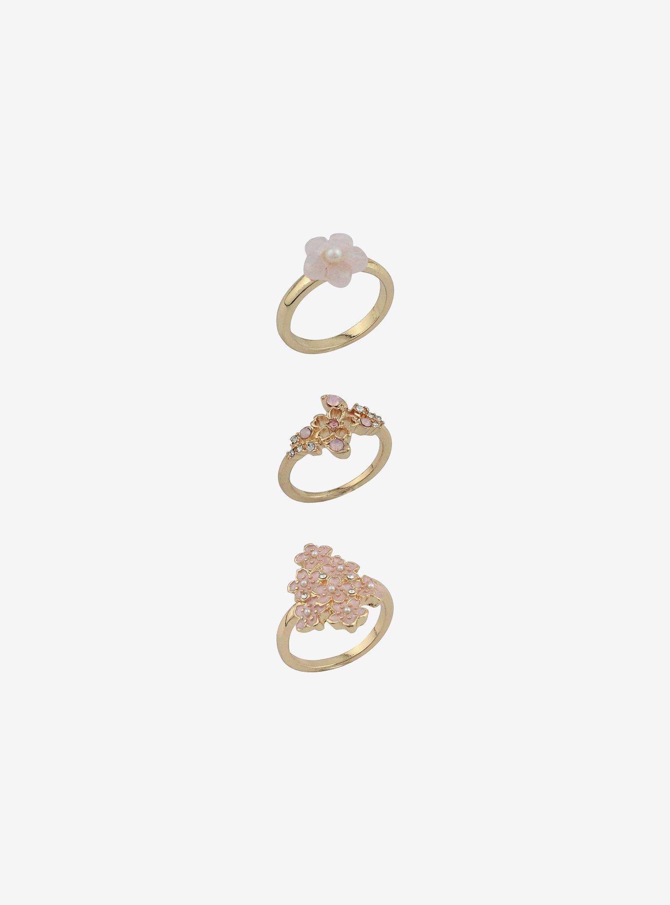 Sweet Society Sakura Flower Pearl Ring Set, , hi-res