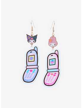 My Melody & Kuromi Flip Phone Mismatched Earrings, , hi-res