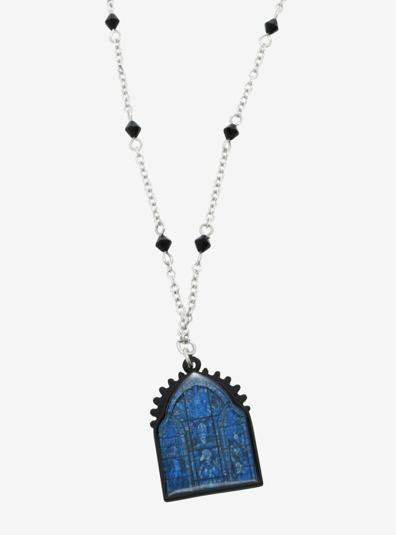 Ghost Stained Glass Window Rosary Necklace, , alternate