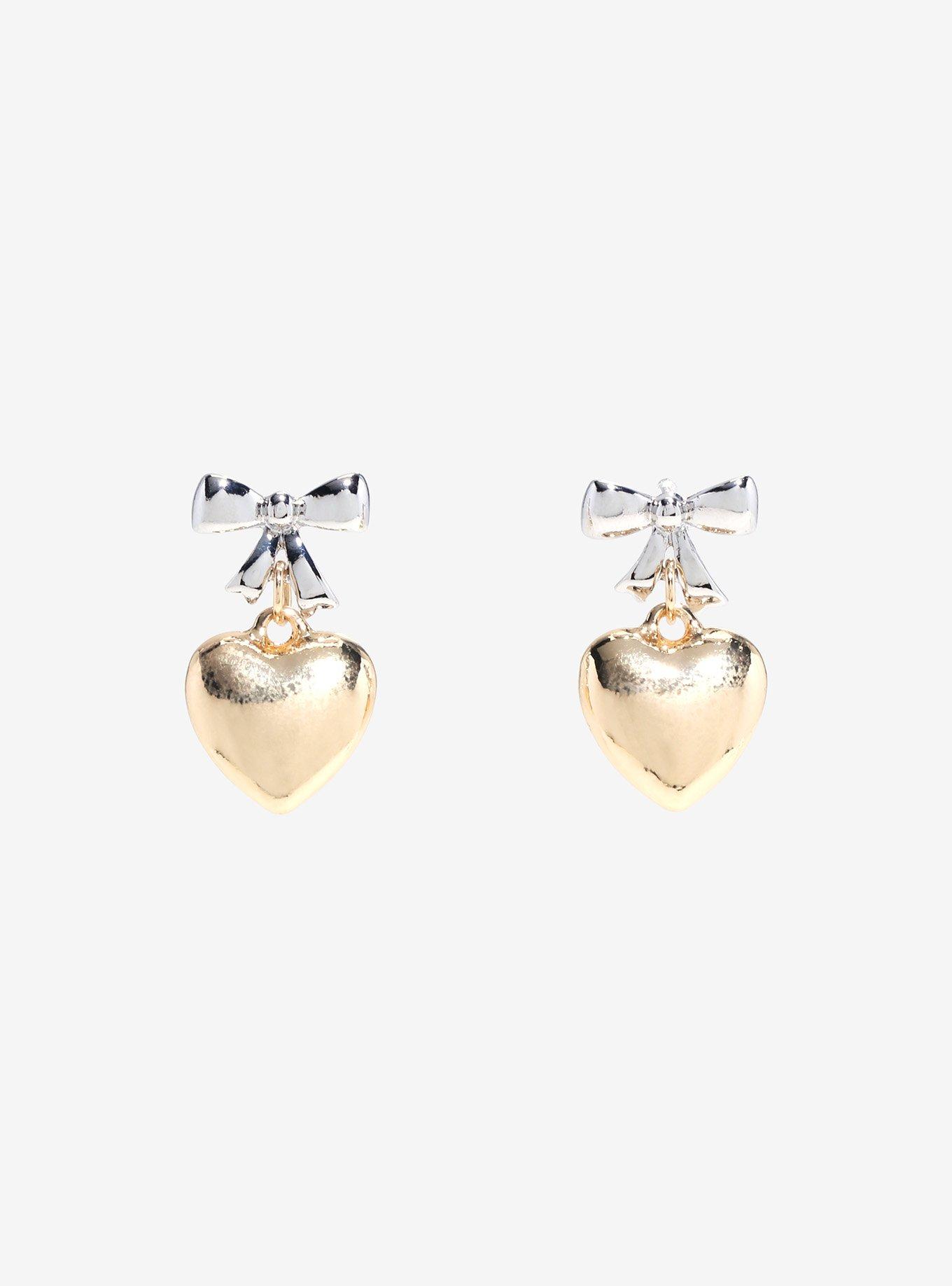 Social Collision® Gold Heart Bow Earrings