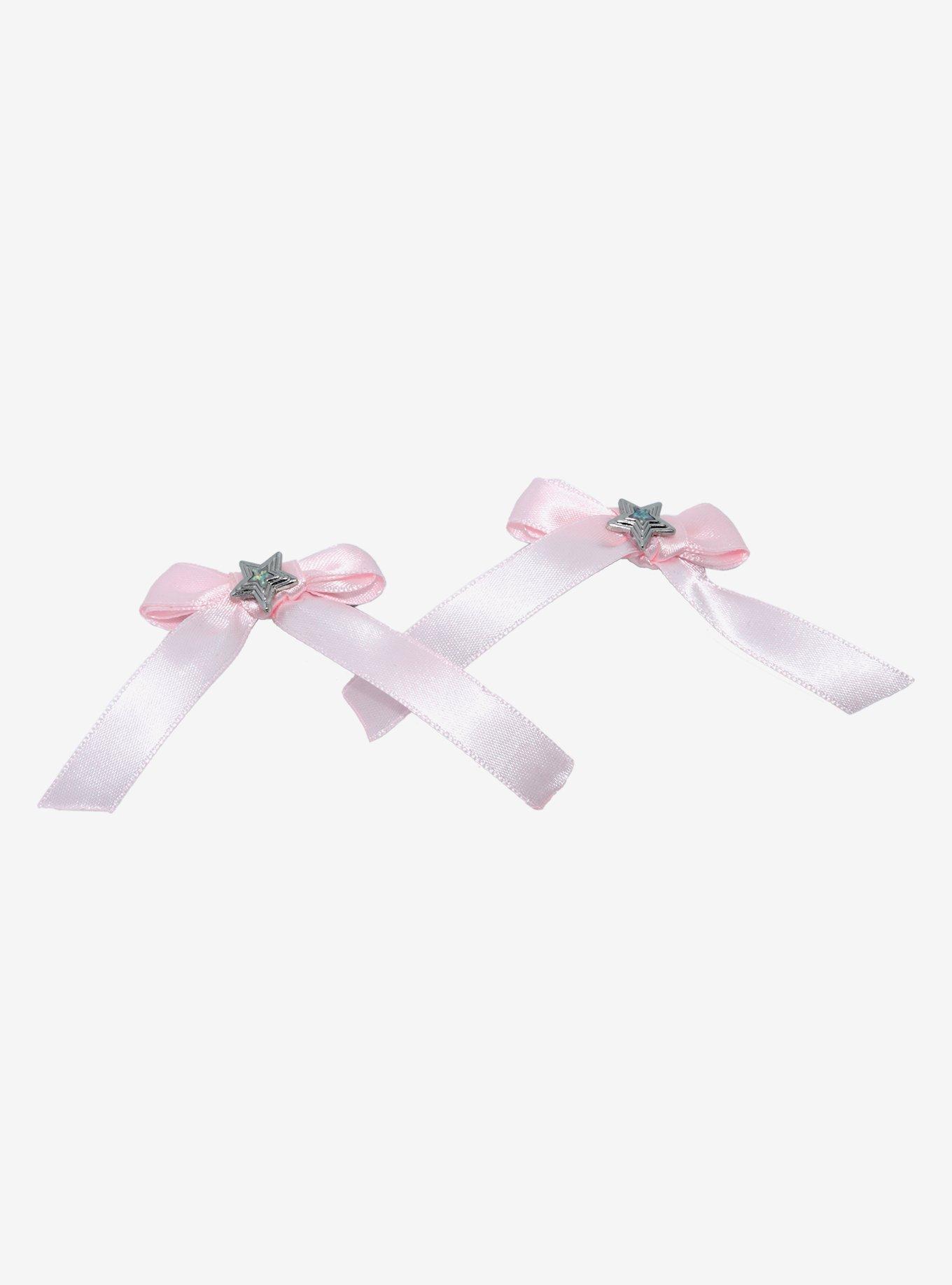 Social Collision Star Charm Pink Bow Hair Clip Set, , alternate