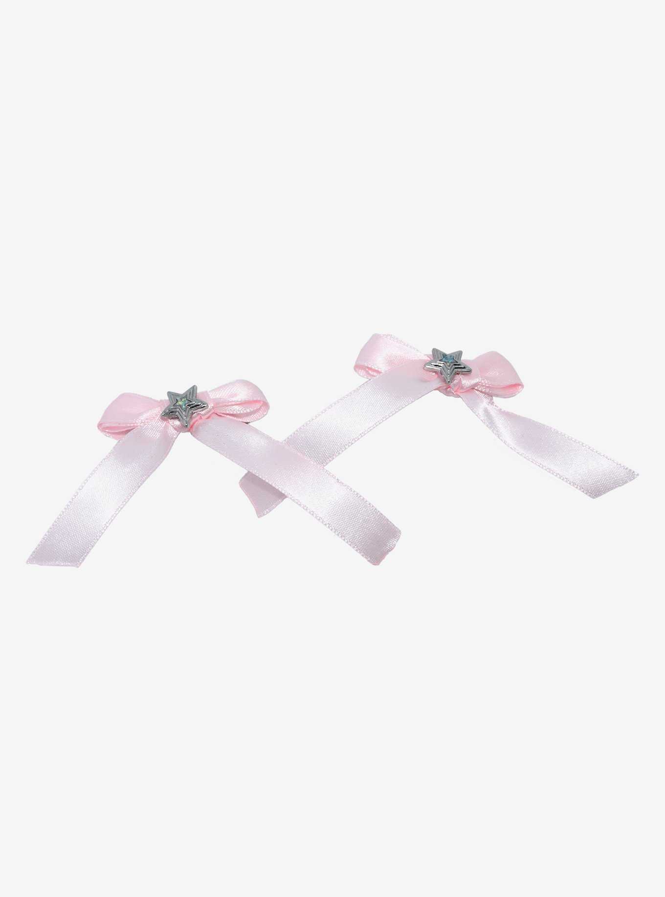 Social Collision Star Charm Pink Bow Hair Clip Set, , hi-res
