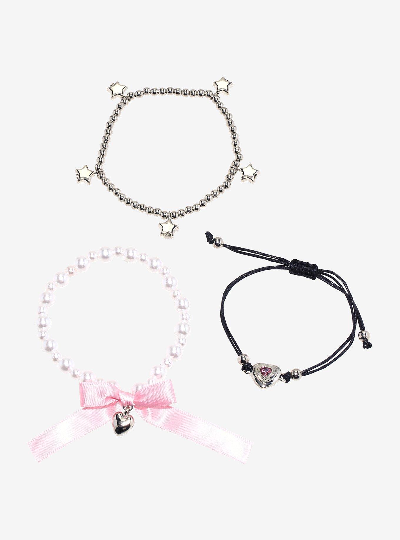 Social Collision® Pearl Bow Heart Bracelet Set