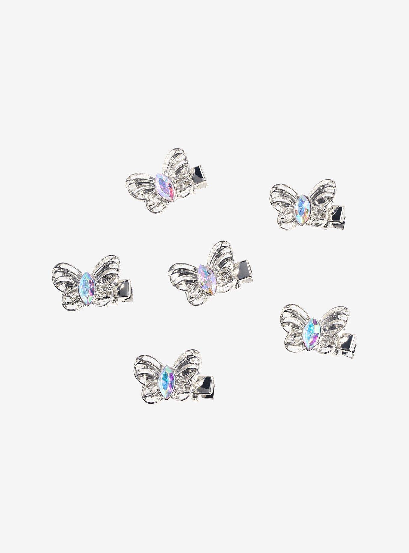 Sweet Society® Silver Rhinestone Butterfly Mini Hair Clip Set