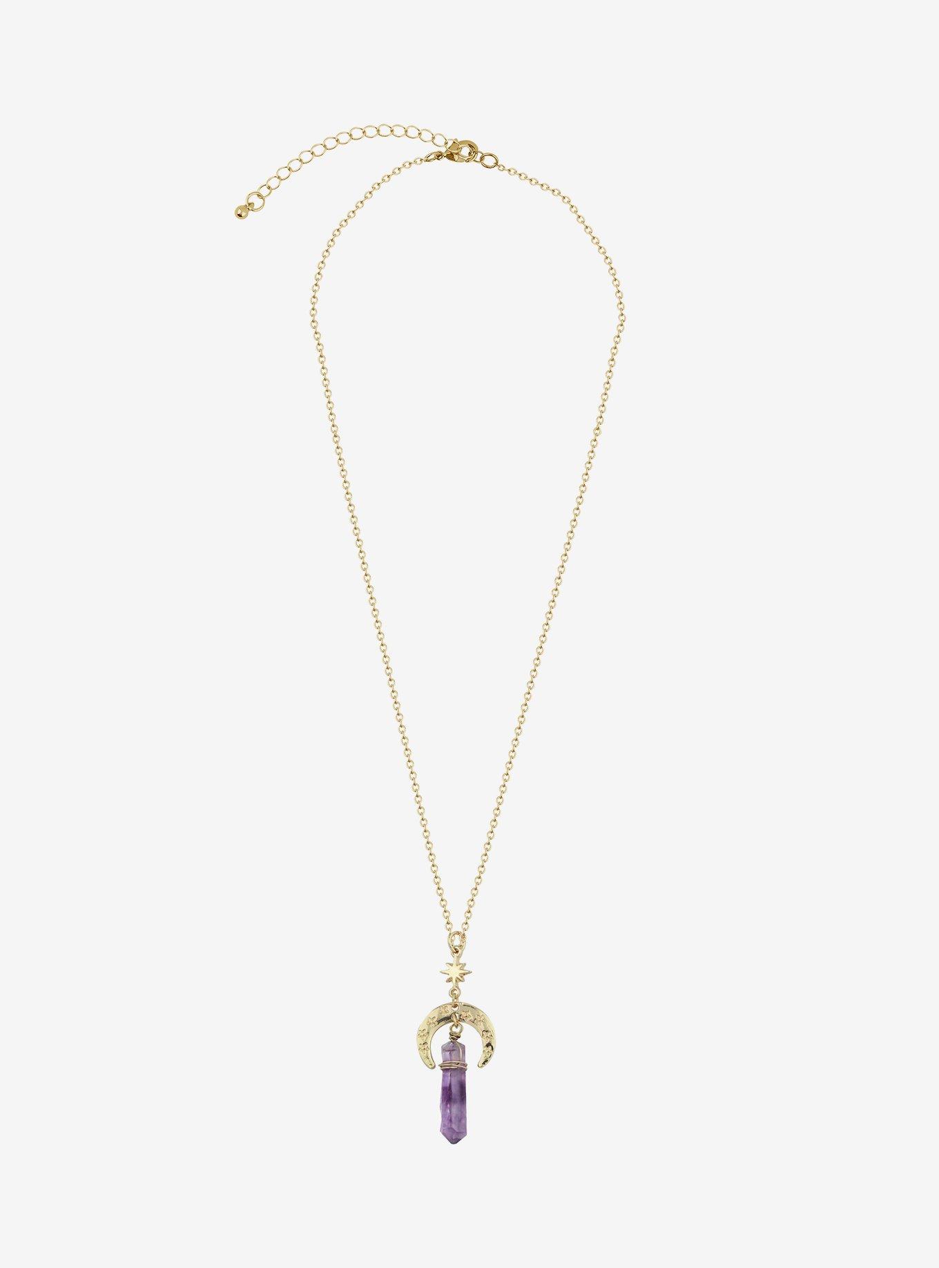 Cosmic Aura® Crescent Moon Purple Crystal Necklace, , alternate