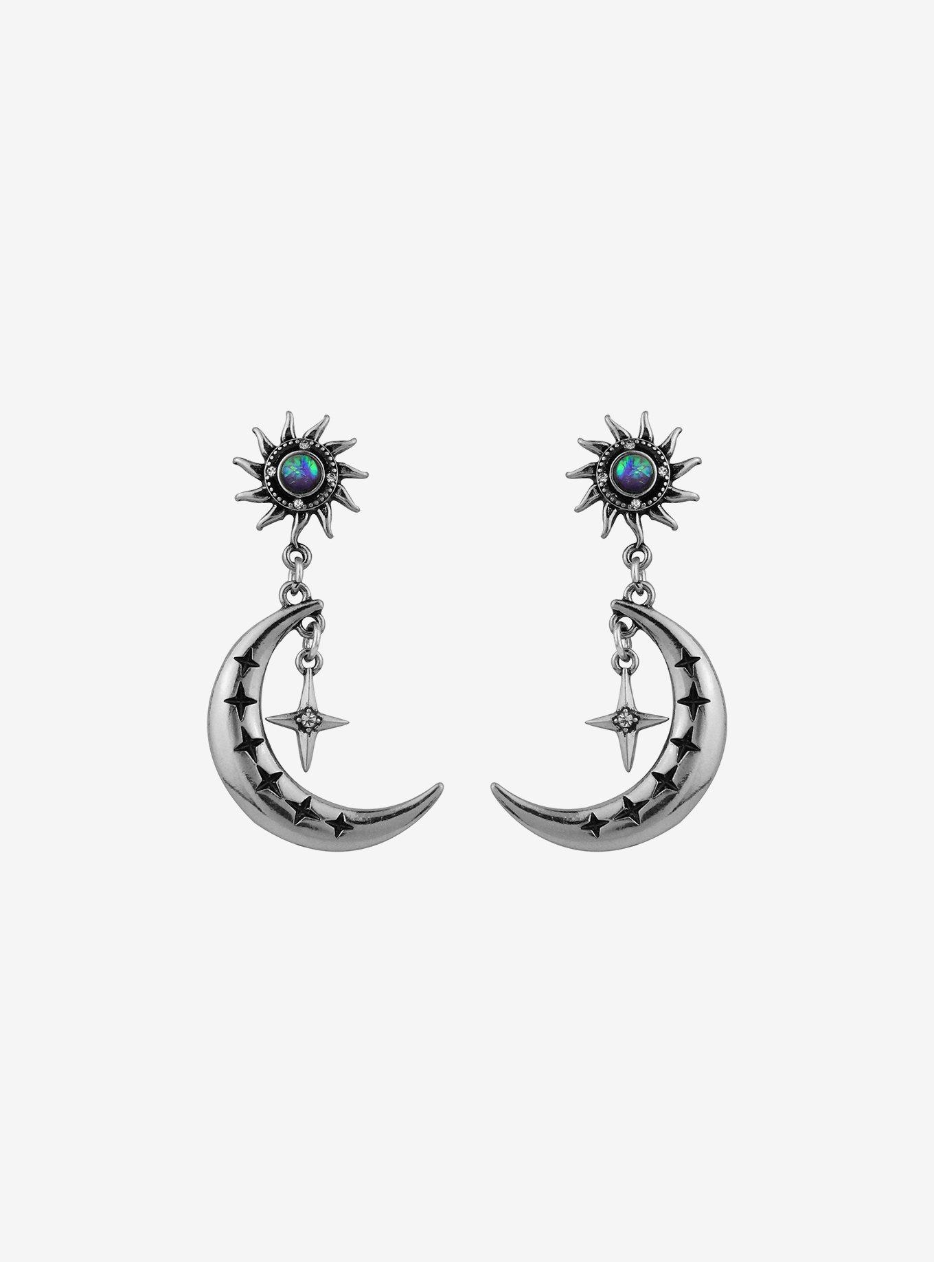 Cosmic Aura® Sun Crescent Moon Drop Earrings, , alternate