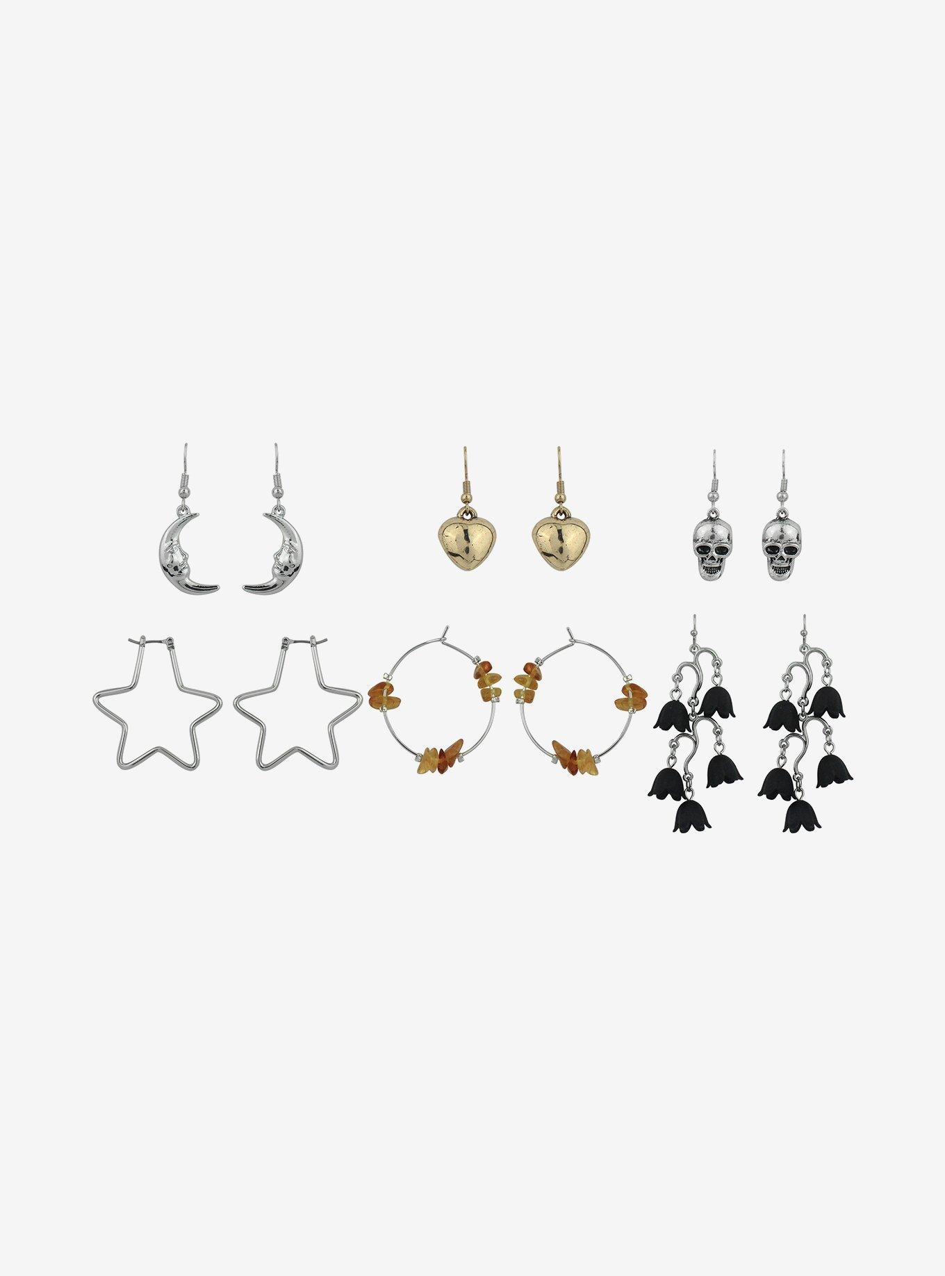 Thorn & Fable Grunge Celestial Flower Earring Set, , alternate
