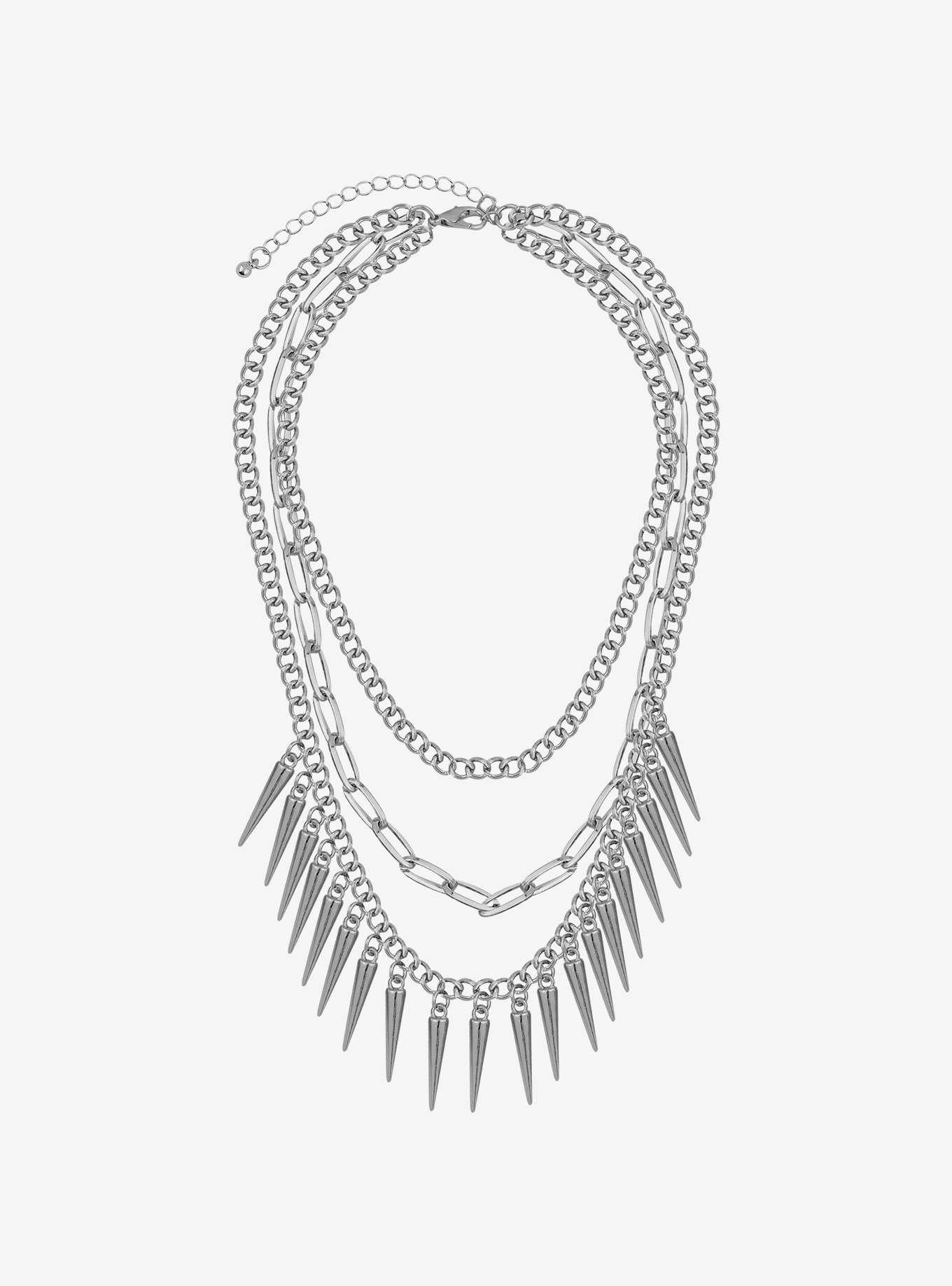 Spiked Chain Layered Necklace, , hi-res
