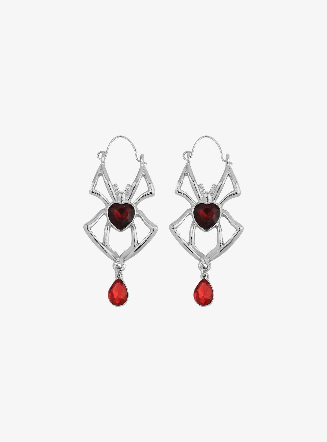 Social Collision® Red Heart Spider Hoop Earrings, , hi-res