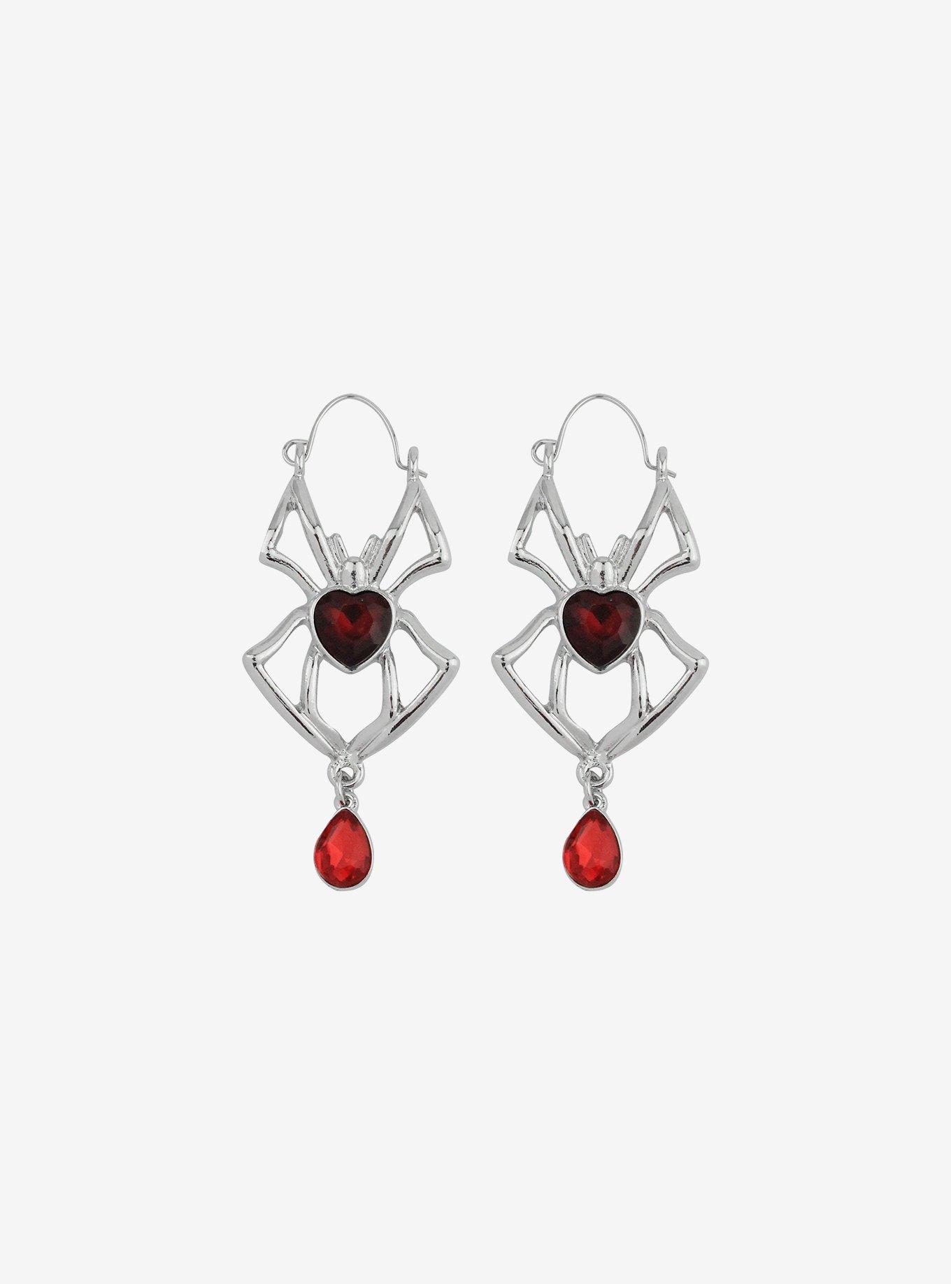 Social Collision® Red Heart Spider Hoop Earrings, , hi-res