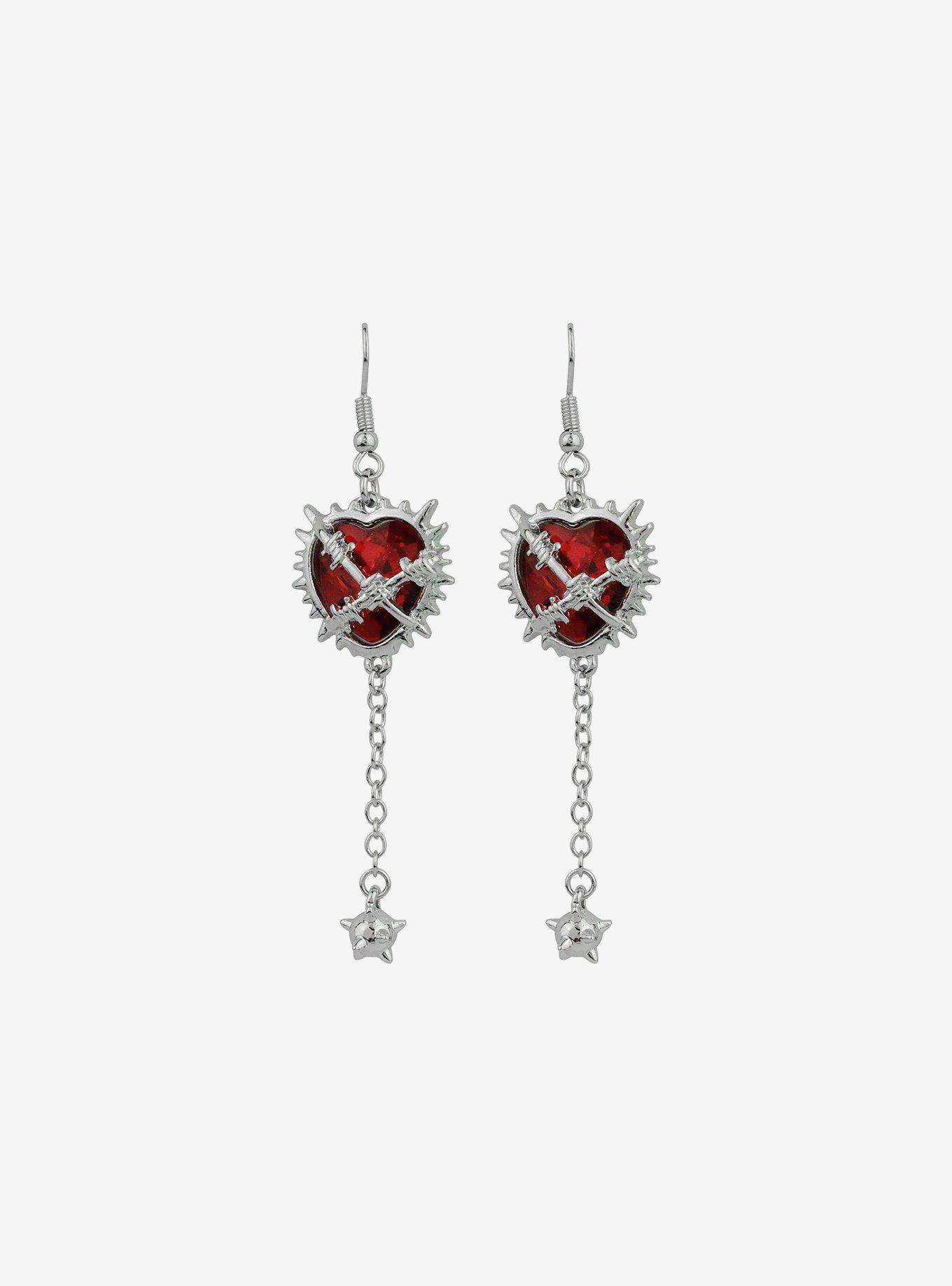 Social Collision® Heart Spike Chain Earrings, , alternate