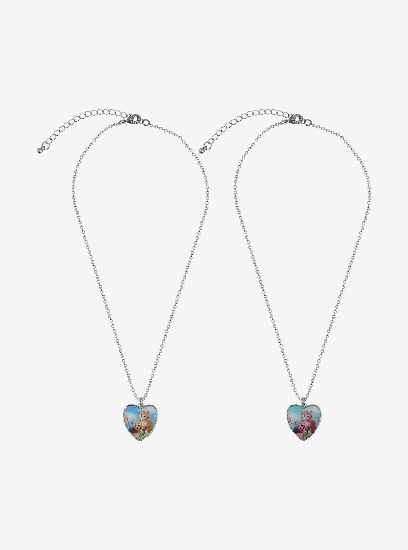 Sweet Society® Angel Kitten Heart Best Friend Necklace Set