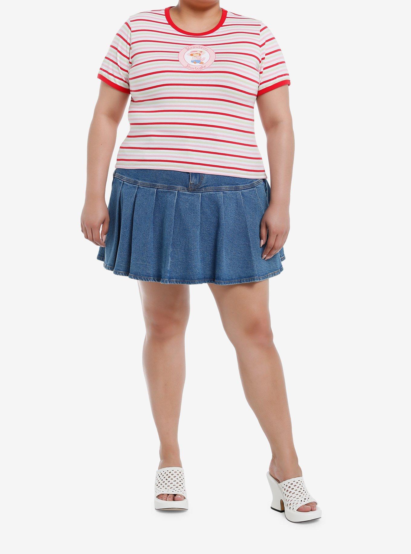 Strawberry Shortcake Stripe Girls Ringer T-Shirt Plus Size, , hi-res