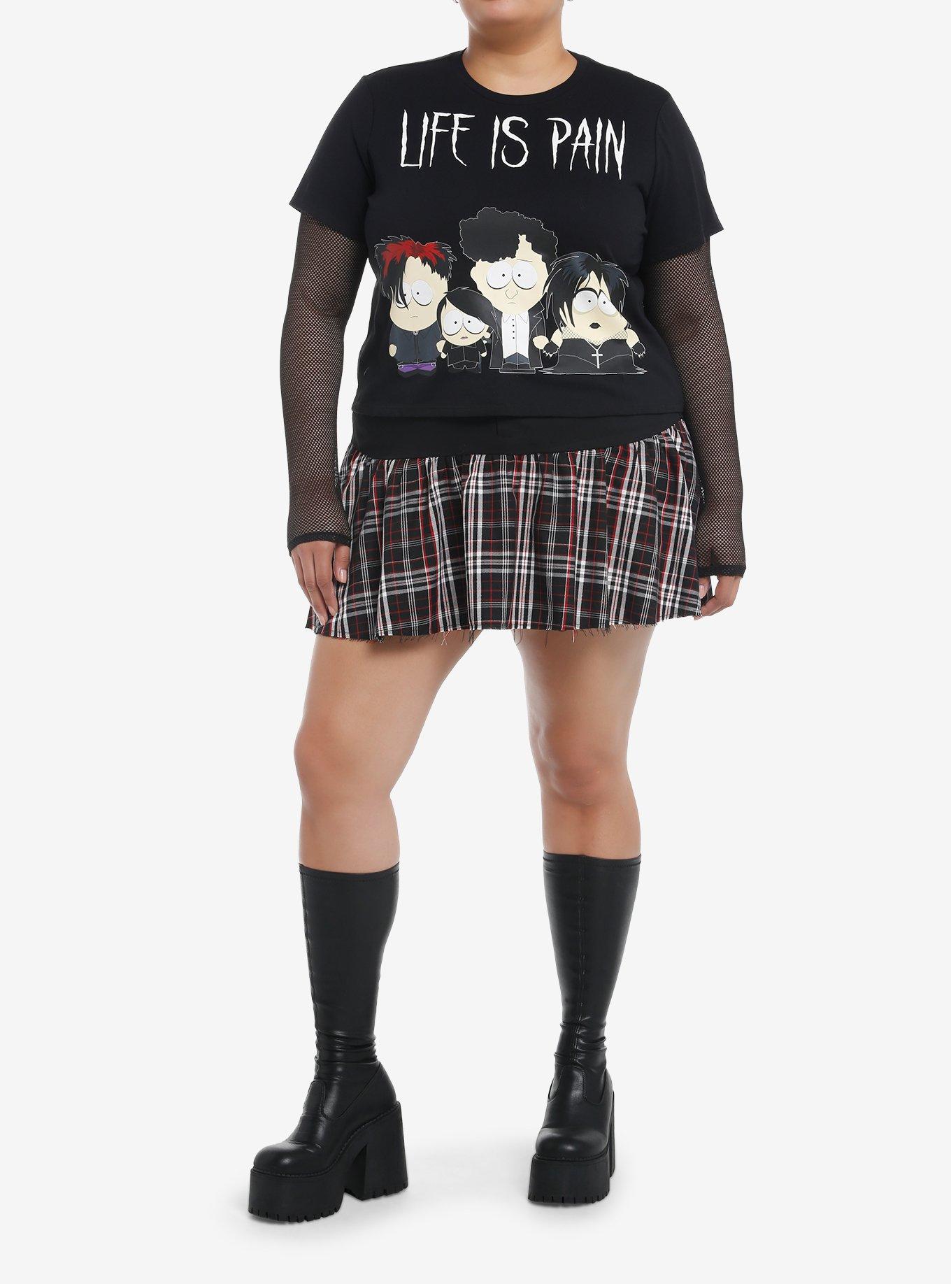 South Park Goth Kids Fishnet Girls Long-Sleeve Twofer Top Plus Size, , hi-res