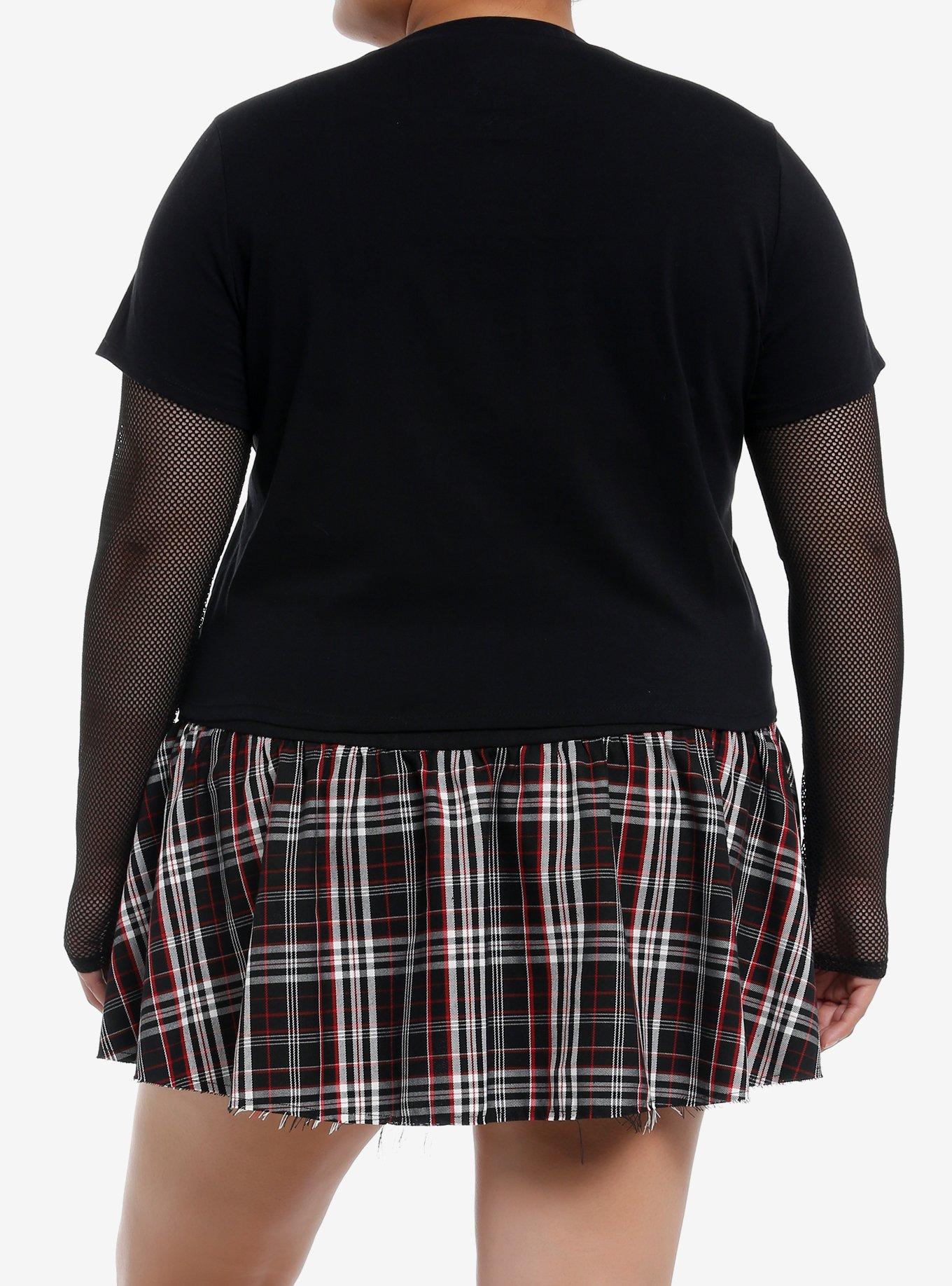 South Park Goth Kids Fishnet Girls Long-Sleeve Twofer Top Plus Size, MULTI, alternate