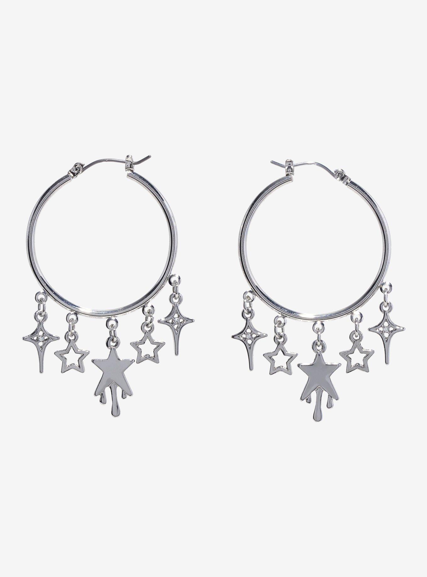 Social Collision&reg; Drippy Star Hoop Earrings, , alternate