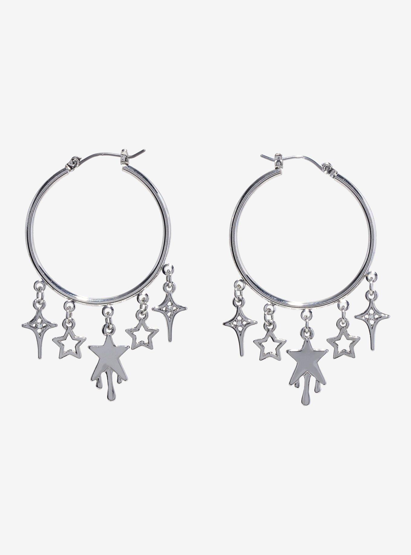 Social Collision® Drippy Star Hoop Earrings, , hi-res