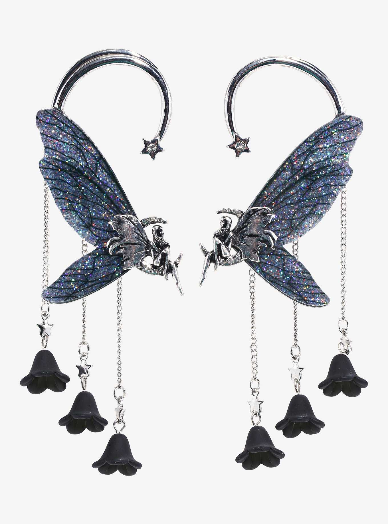 Thorn & Fable Dark Glitter Fairy Ear Cuff Set, , hi-res