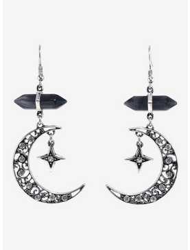 Cosmic Aura Rhinestone Moon Crystal Earrings, , hi-res