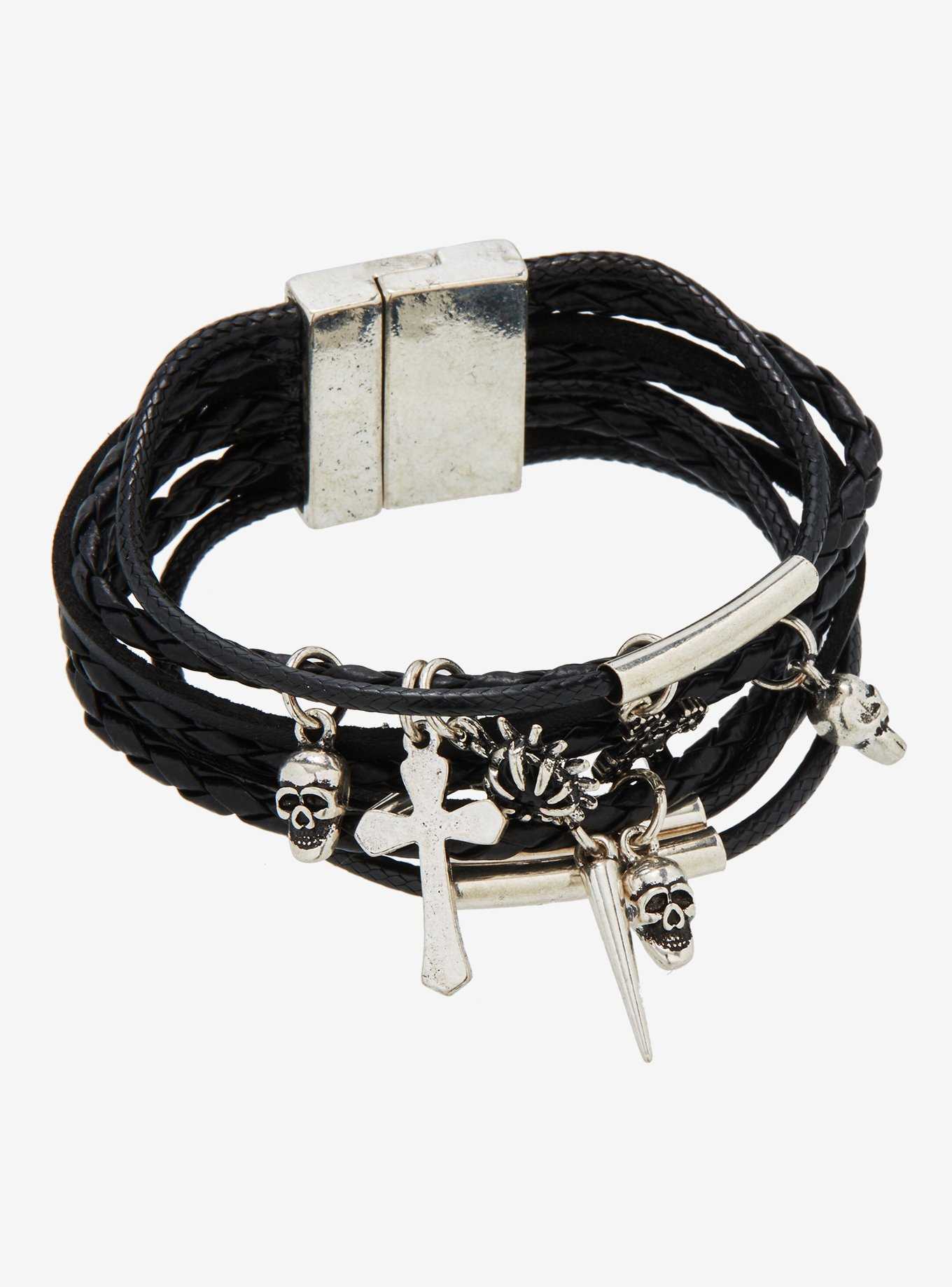 Social Collision® Goth Charm Cord Cuff Bracelet, , hi-res