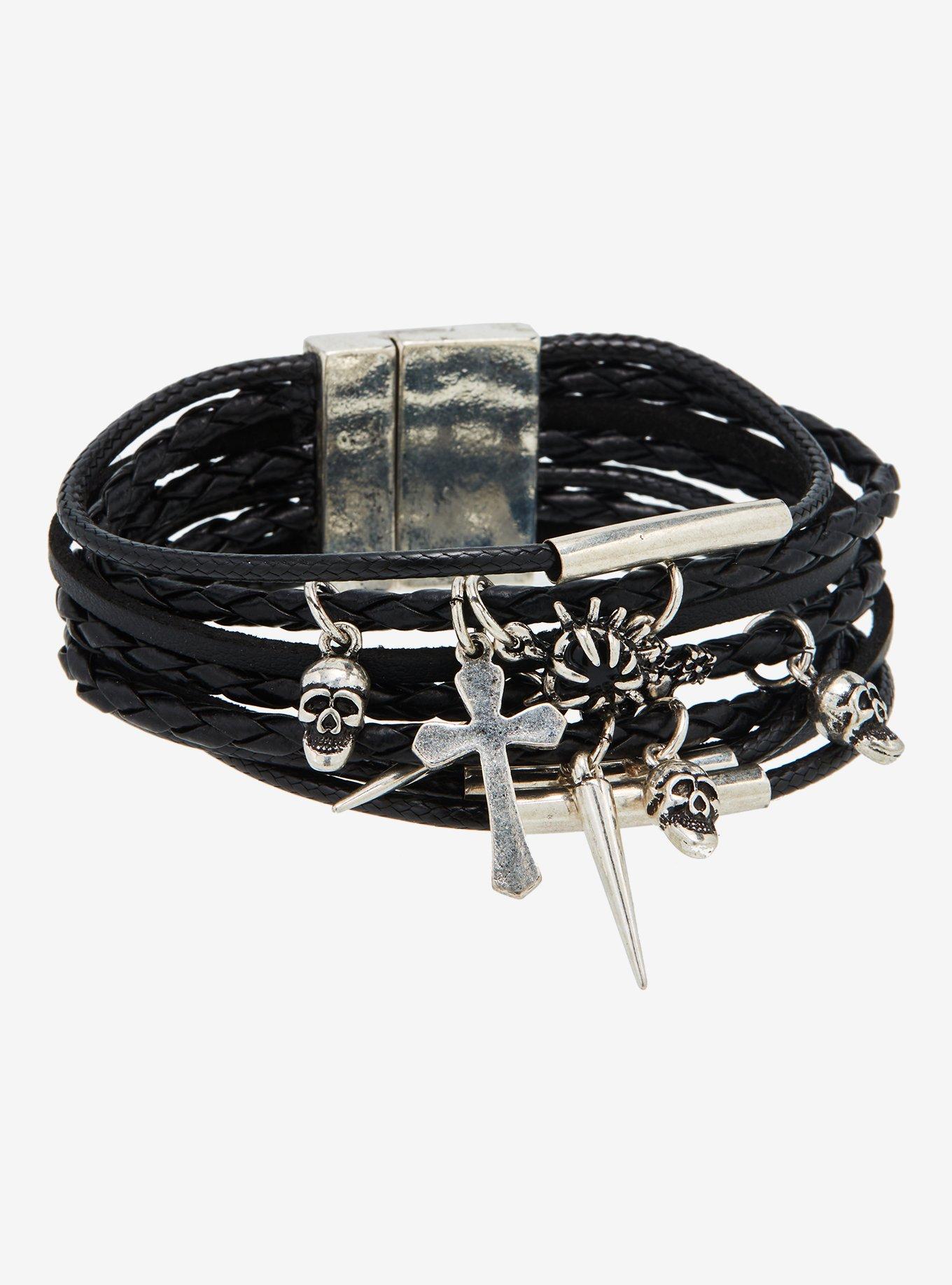 Social Collision® Goth Charm Cord Cuff Bracelet, , alternate