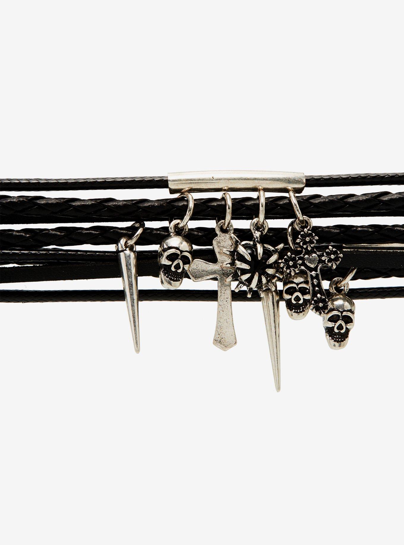 Social Collision® Goth Charm Cord Cuff Bracelet, , alternate