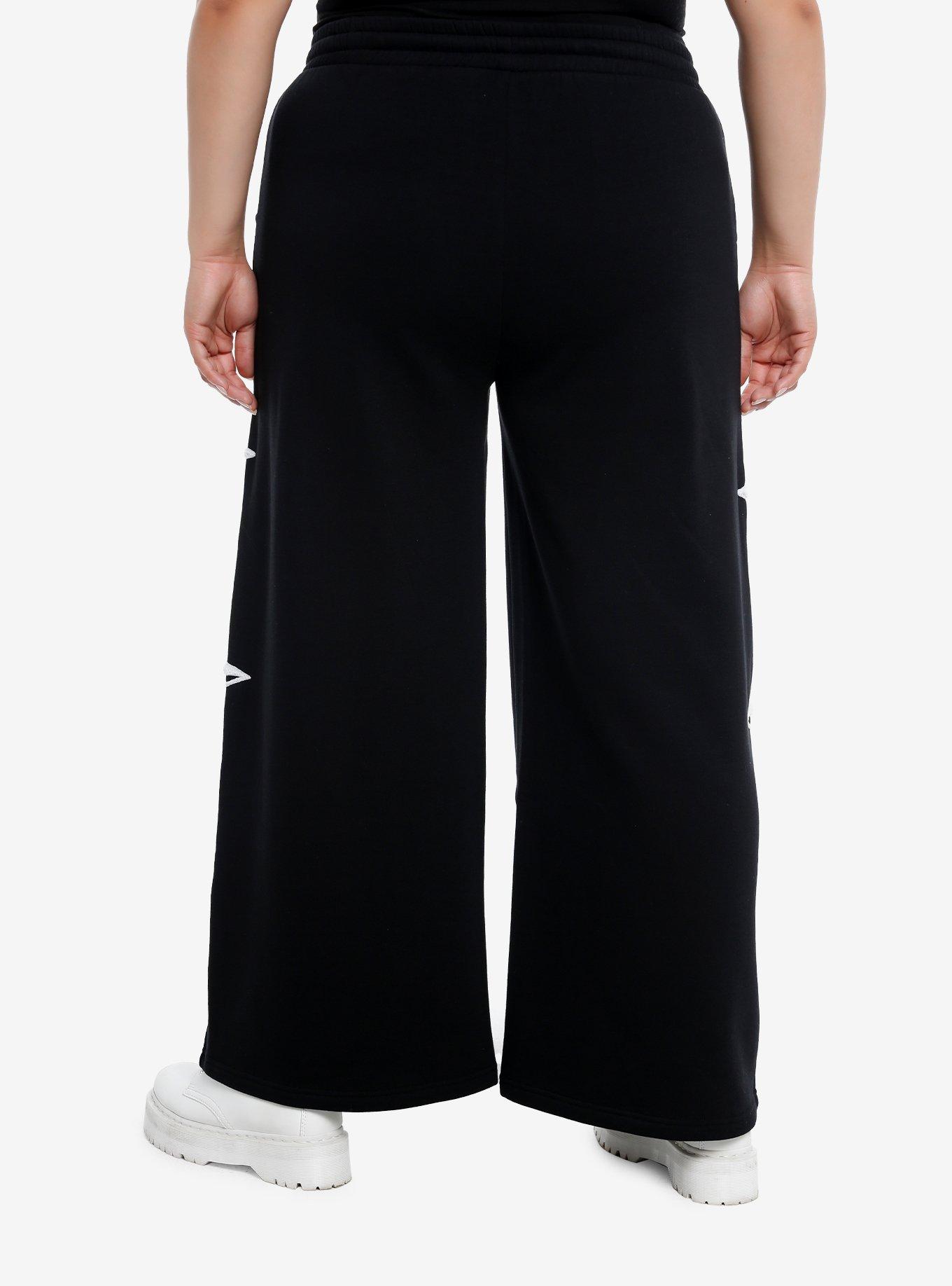 Skull Star Fuzzy Patch Wide Leg Girls Lounge Pants Plus Size, , hi-res