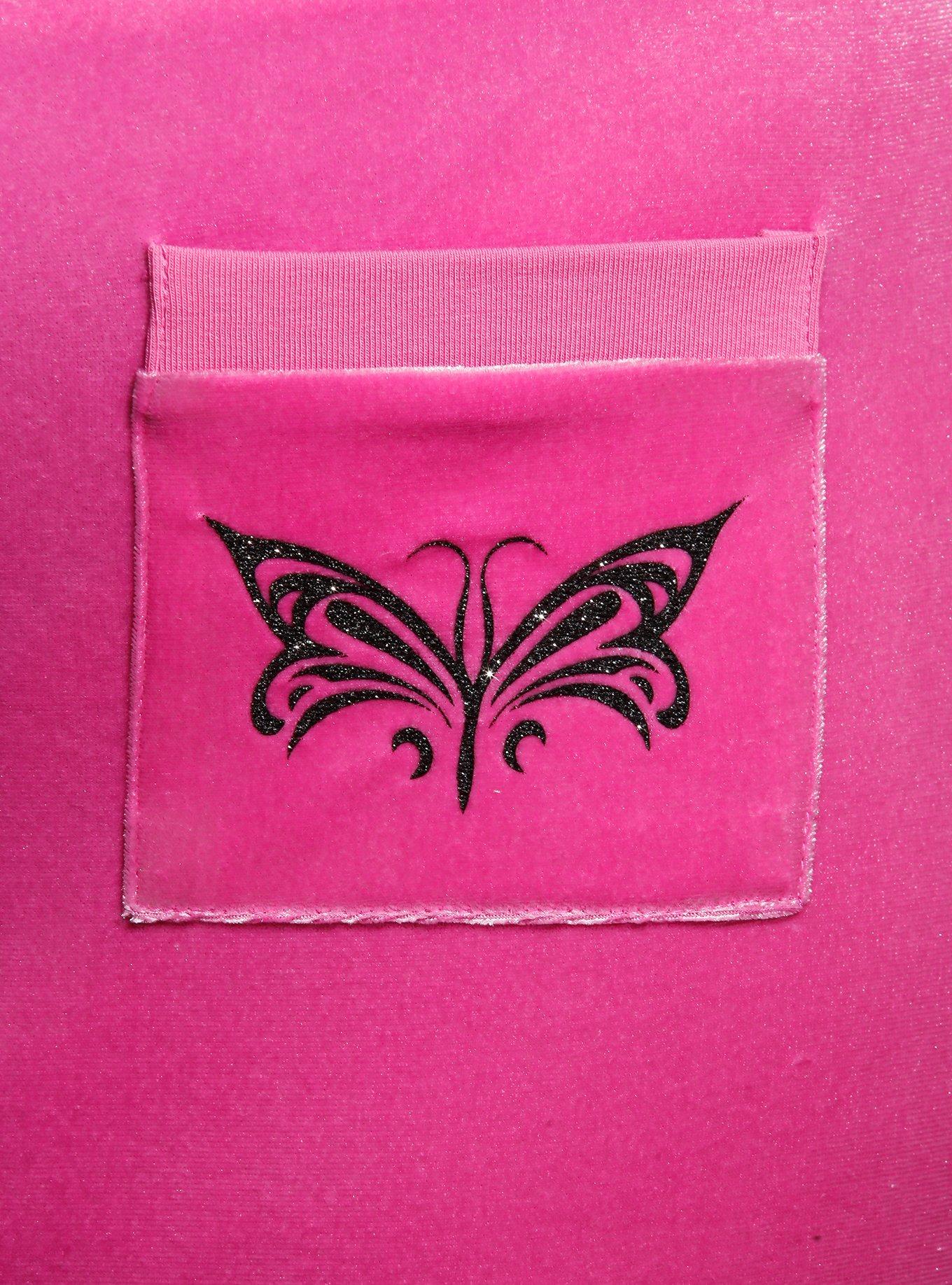 Sweet Society Pink Glitter Butterflies Velvet Girls Lounge Pants Plus Size, PINK, alternate