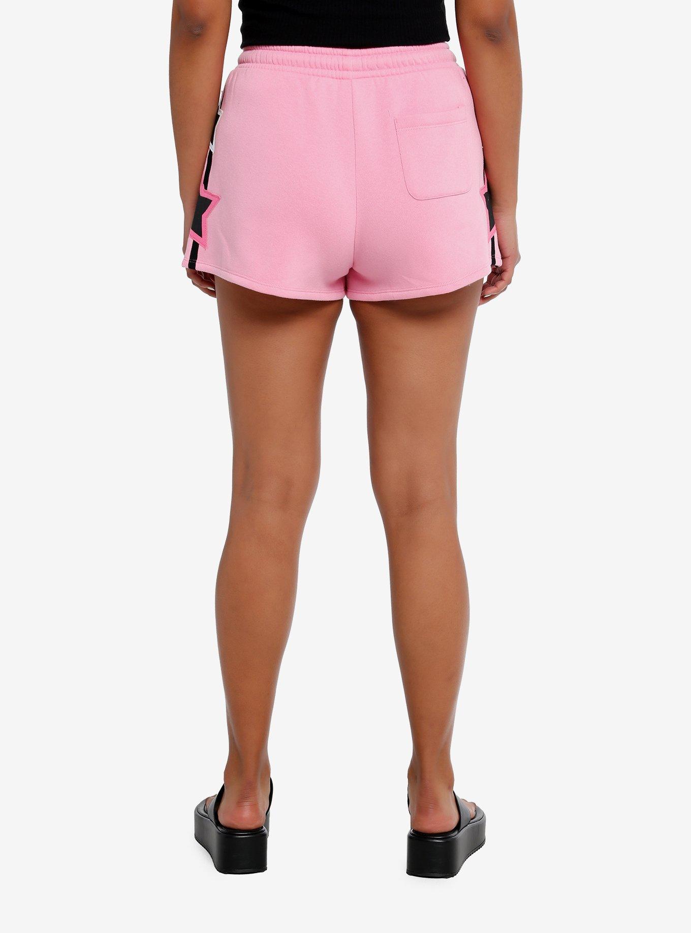 Pink & White Stars Stripe Lounge Shorts, PINK, alternate