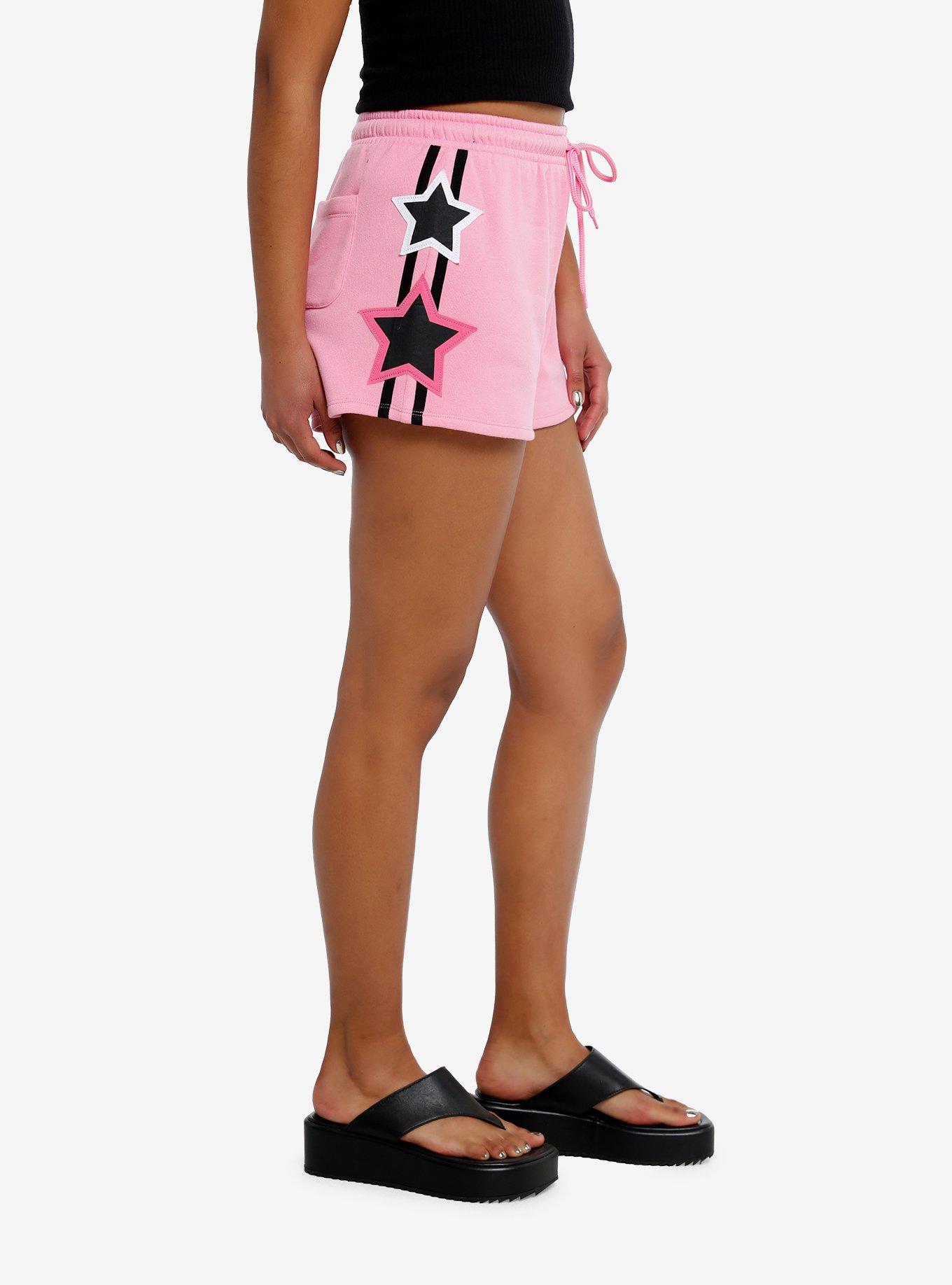 Pink & White Stars Stripe Lounge Shorts, PINK, alternate
