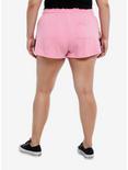 Pink & White Stars Stripe Lounge Shorts Plus Size, PINK, alternate