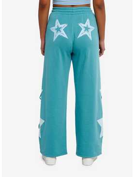 Sweet Society® Teal Star Lace-Up Wide Leg Girls Lounge Pants, , hi-res