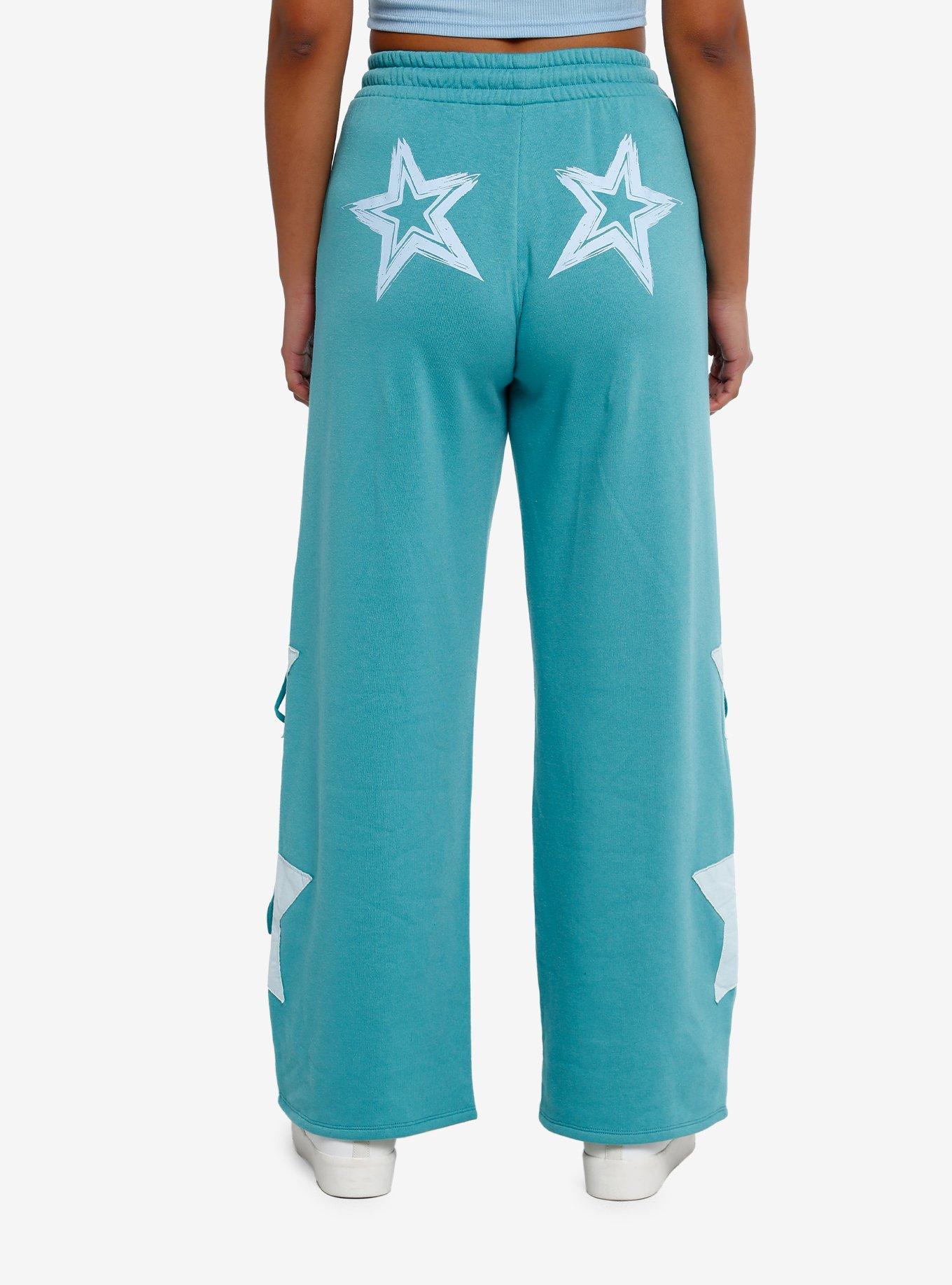 Sweet Society® Teal Star Lace-Up Wide Leg Girls Lounge Pants, , alternate