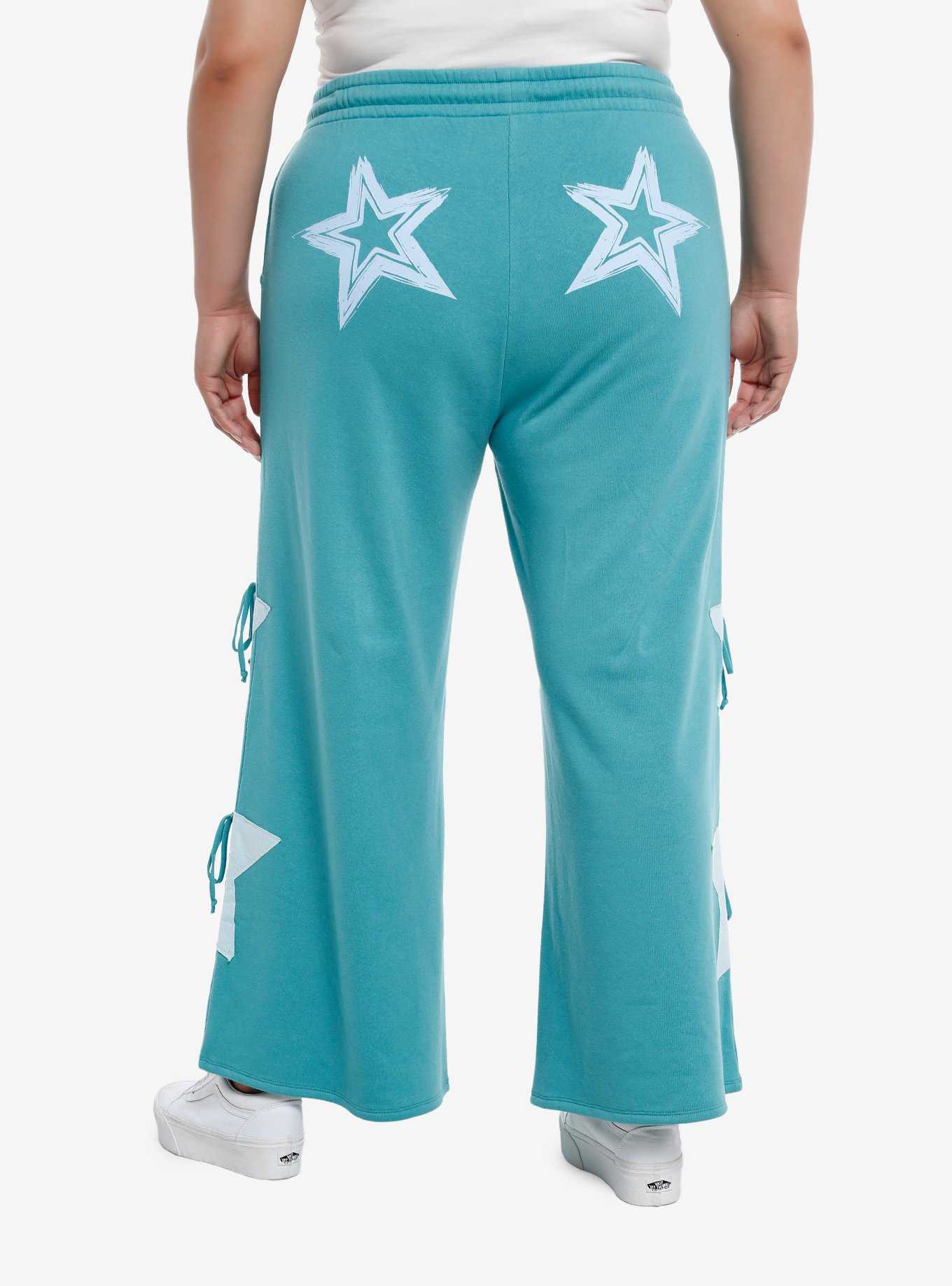 Sweet Society® Teal Star Lace-Up Wide Leg Girls Lounge Pants Plus Size, , hi-res
