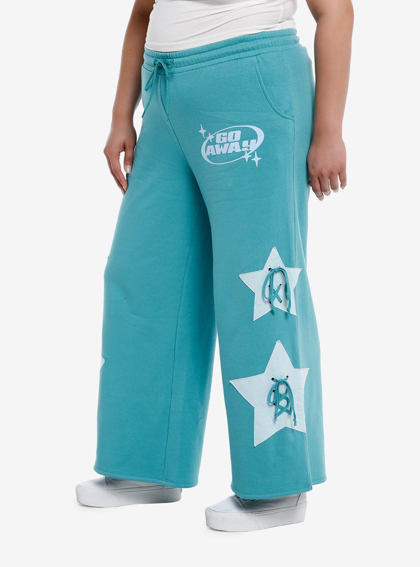 Sweet Society® Teal Star Lace-Up Wide Leg Girls Lounge Pants Plus Size, , alternate