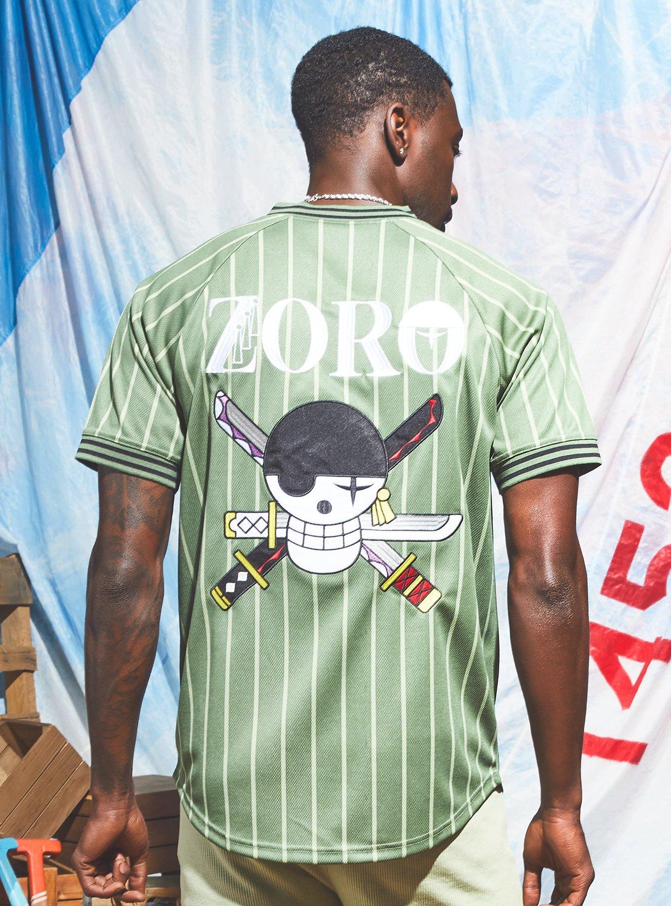 One Piece Zoro Straw Hat Crew Striped Jersey &mdash; BoxLunch Exclusive, GREEK OLIVE, alternate