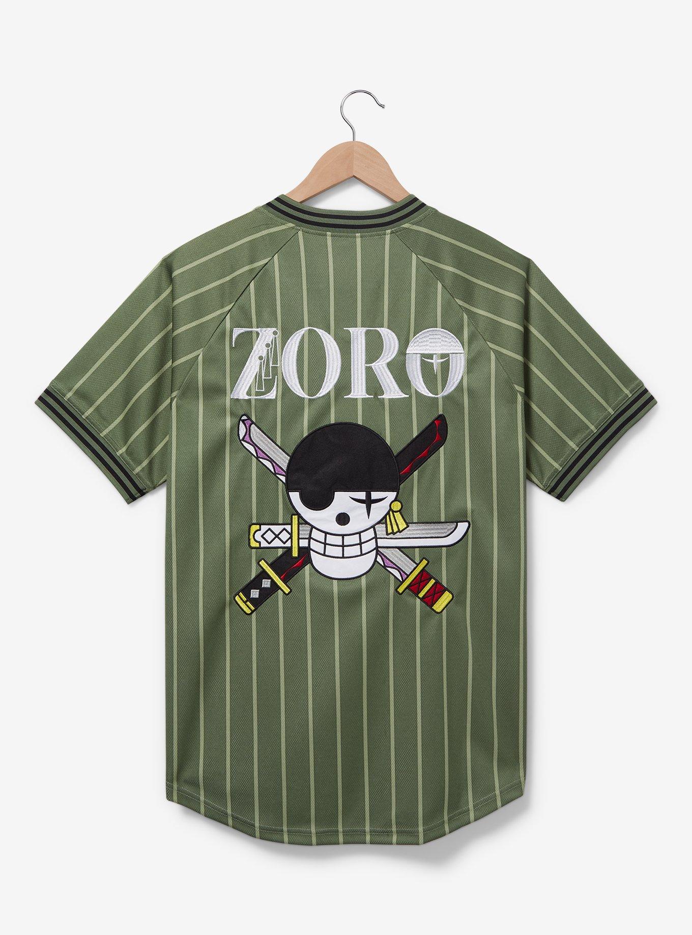 One Piece Zoro Straw Hat Crew Striped Jersey &mdash; BoxLunch Exclusive, GREEK OLIVE, alternate