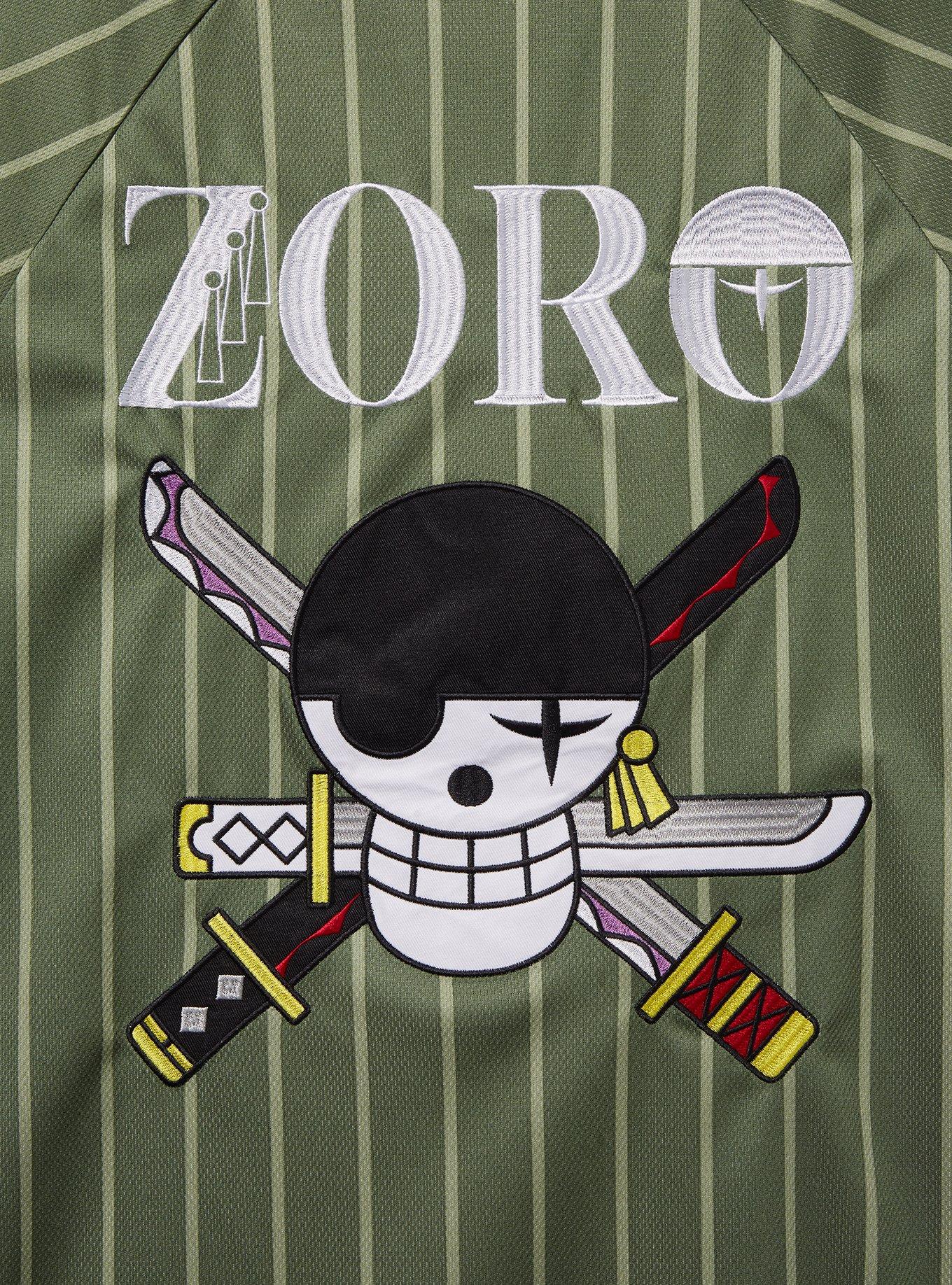 One Piece Zoro Straw Hat Crew Striped Jersey — BoxLunch Exclusive, GREEK OLIVE, alternate