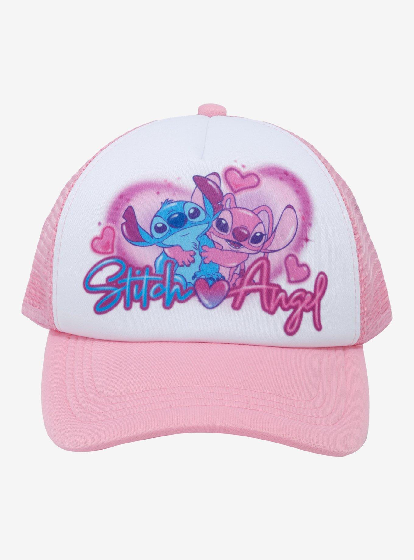 Disney Lilo & Stitch Angel and Stitch Airbrush Youth Trucker Cap - BoxLunch Exclusive, , alternate