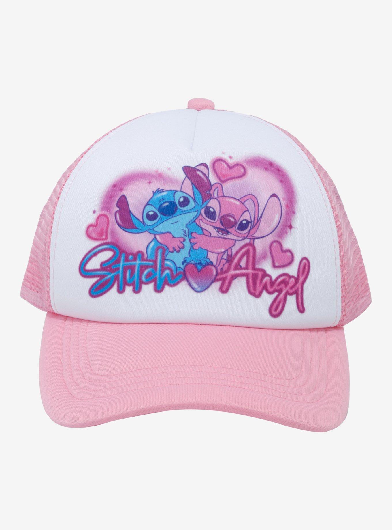 Disney Lilo & Stitch Angel and Stitch Airbrush Youth Trucker Cap - BoxLunch Exclusive, , hi-res