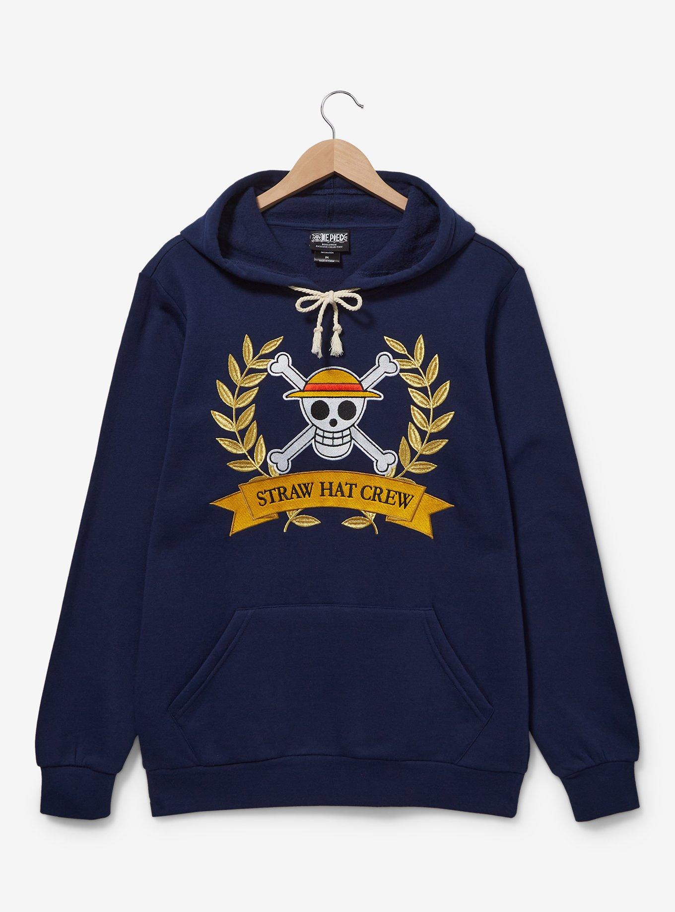 One Piece Straw Hat Crew Regal Hoodie — BoxLunch Exclusive, NAVY, alternate