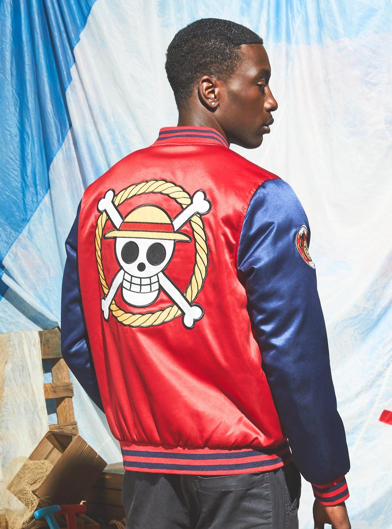 One Piece Straw Hat Crew Bomber Jacket - BoxLunch Exclusive, DARK RED, alternate