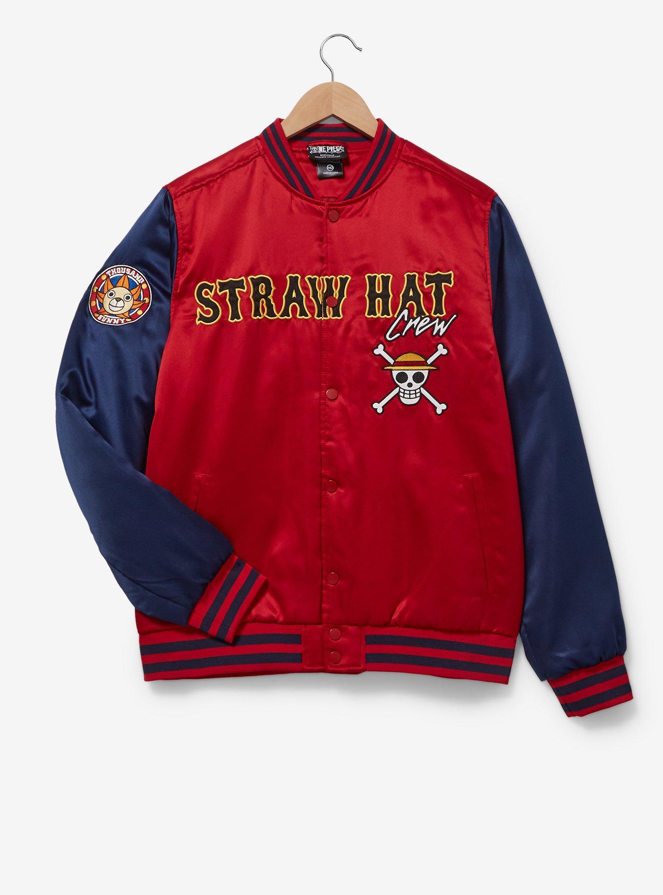 One Piece Straw Hat Crew Bomber Jacket - BoxLunch Exclusive, DARK RED, alternate
