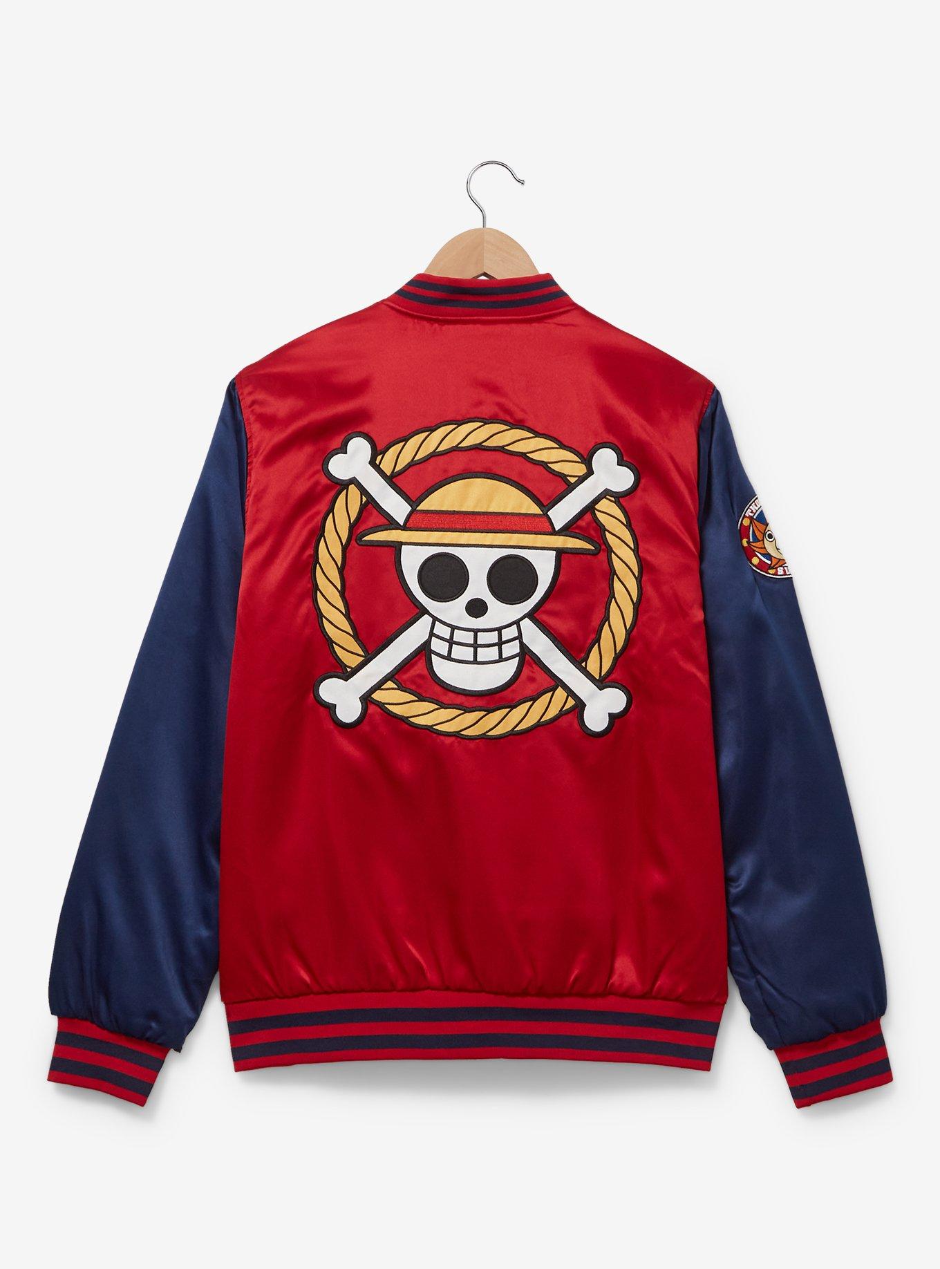 One Piece Straw Hat Crew Bomber Jacket - BoxLunch Exclusive, DARK RED, alternate
