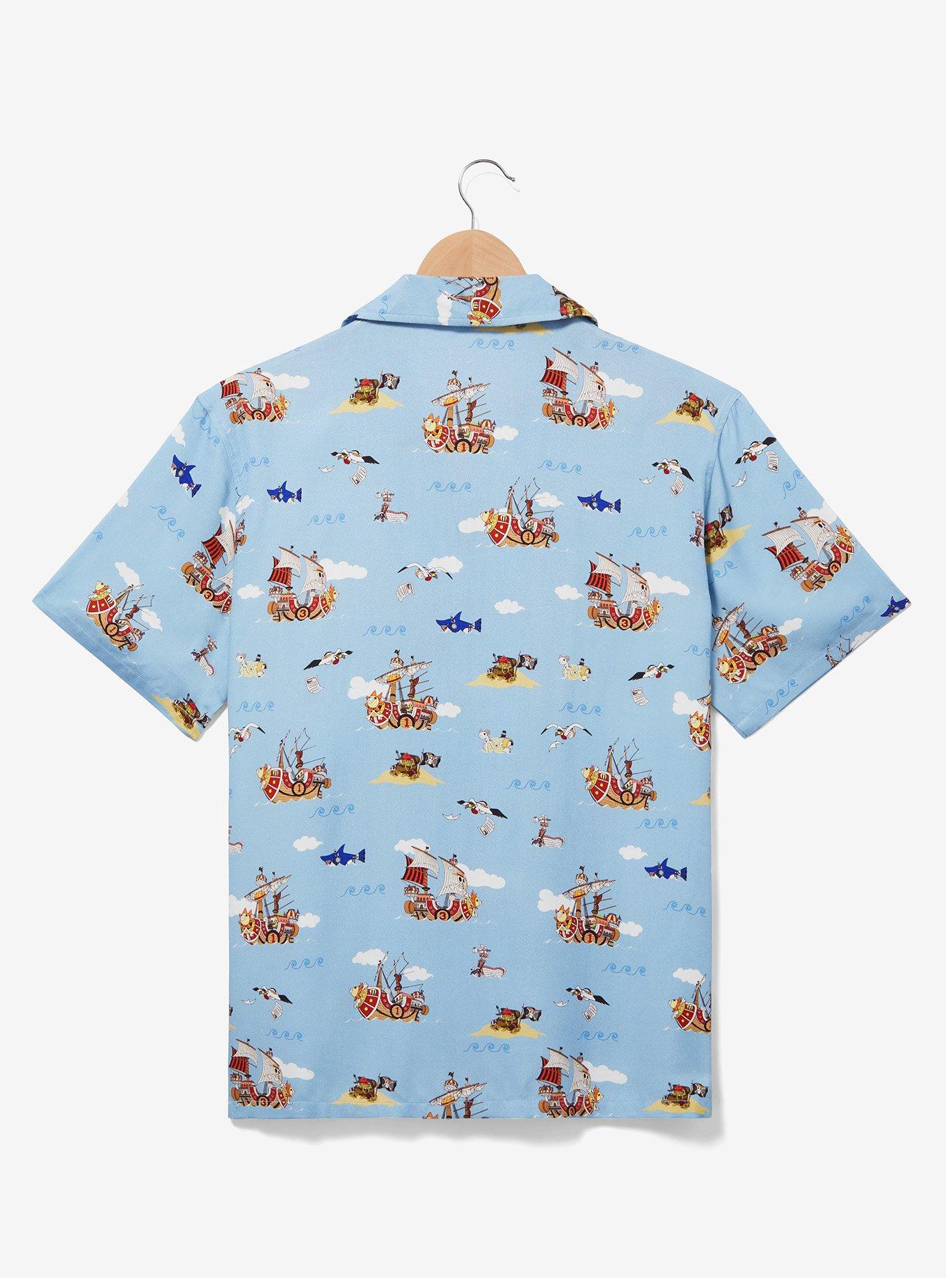 One Piece Ships Allover Print Woven Button-Up - BoxLunch Exclusive, BLUE, alternate