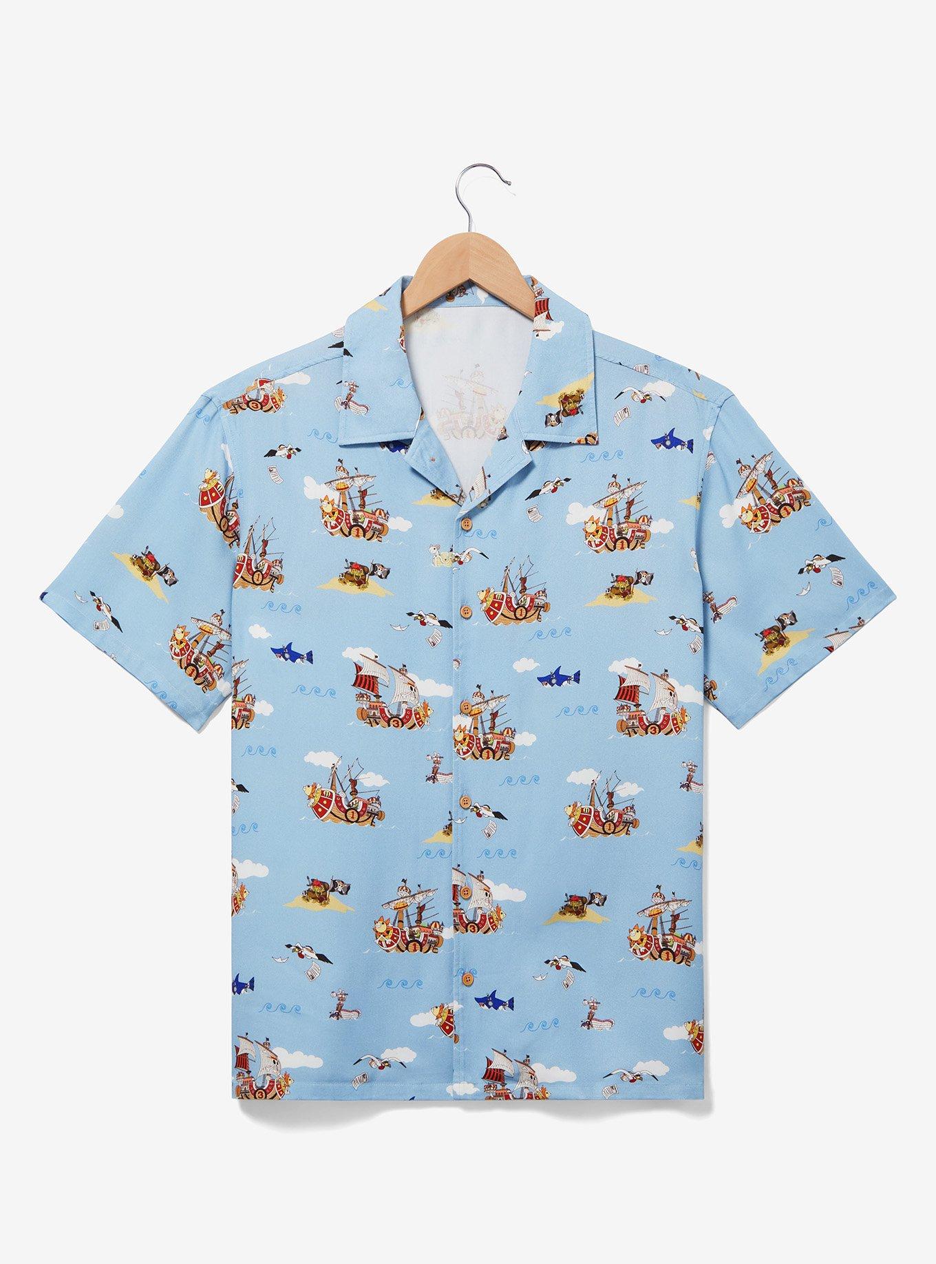 One Piece Ships Allover Print Woven Button-Up - BoxLunch Exclusive, BLUE, alternate